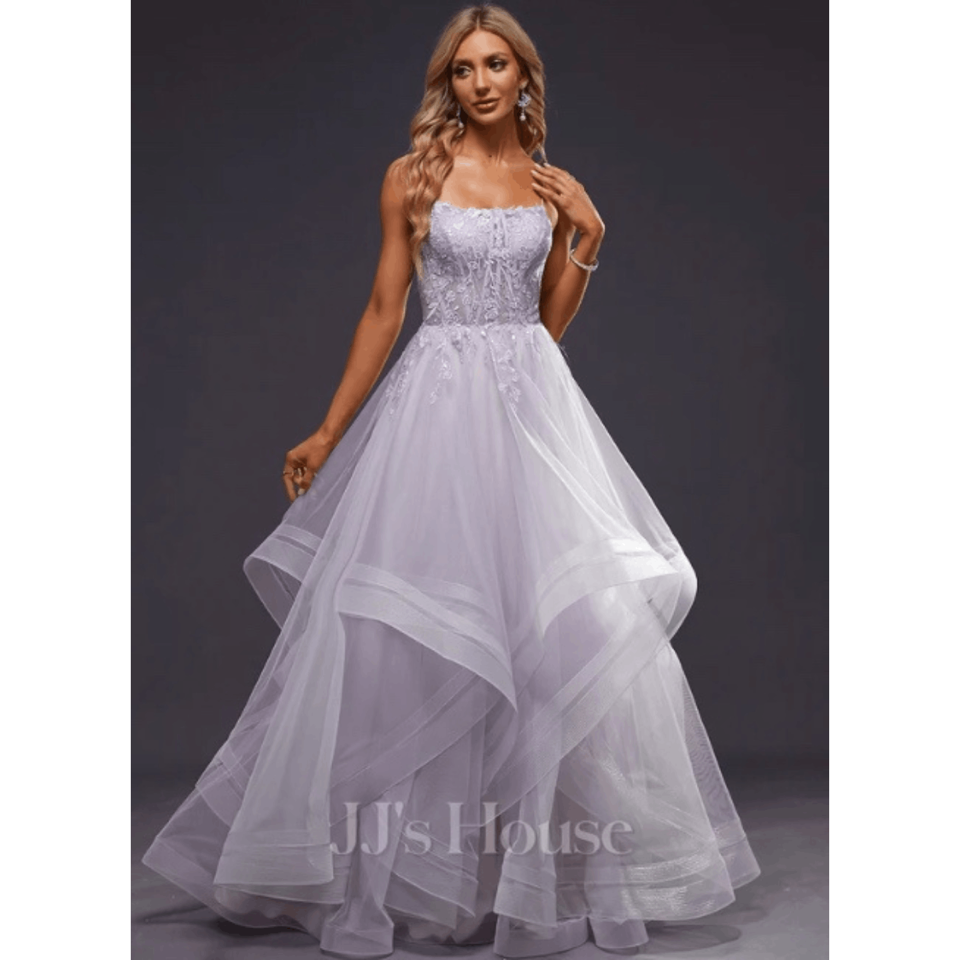 Designer JJ's House Ball-Gown/Princess Square Neck Tulle Prom Size L / US 10 / IT 46 - 1 Thumbnail