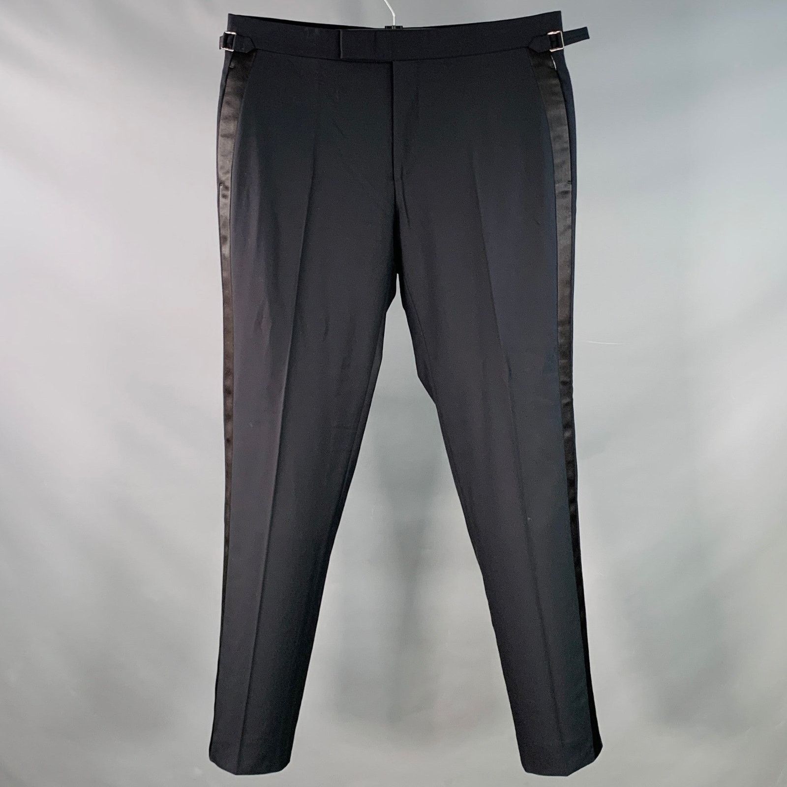 Tom Ford TOM FORD Navy Black Wool Tabs Zip Fly Dress Pants Size US 36 / EU 52 - 1 Thumbnail
