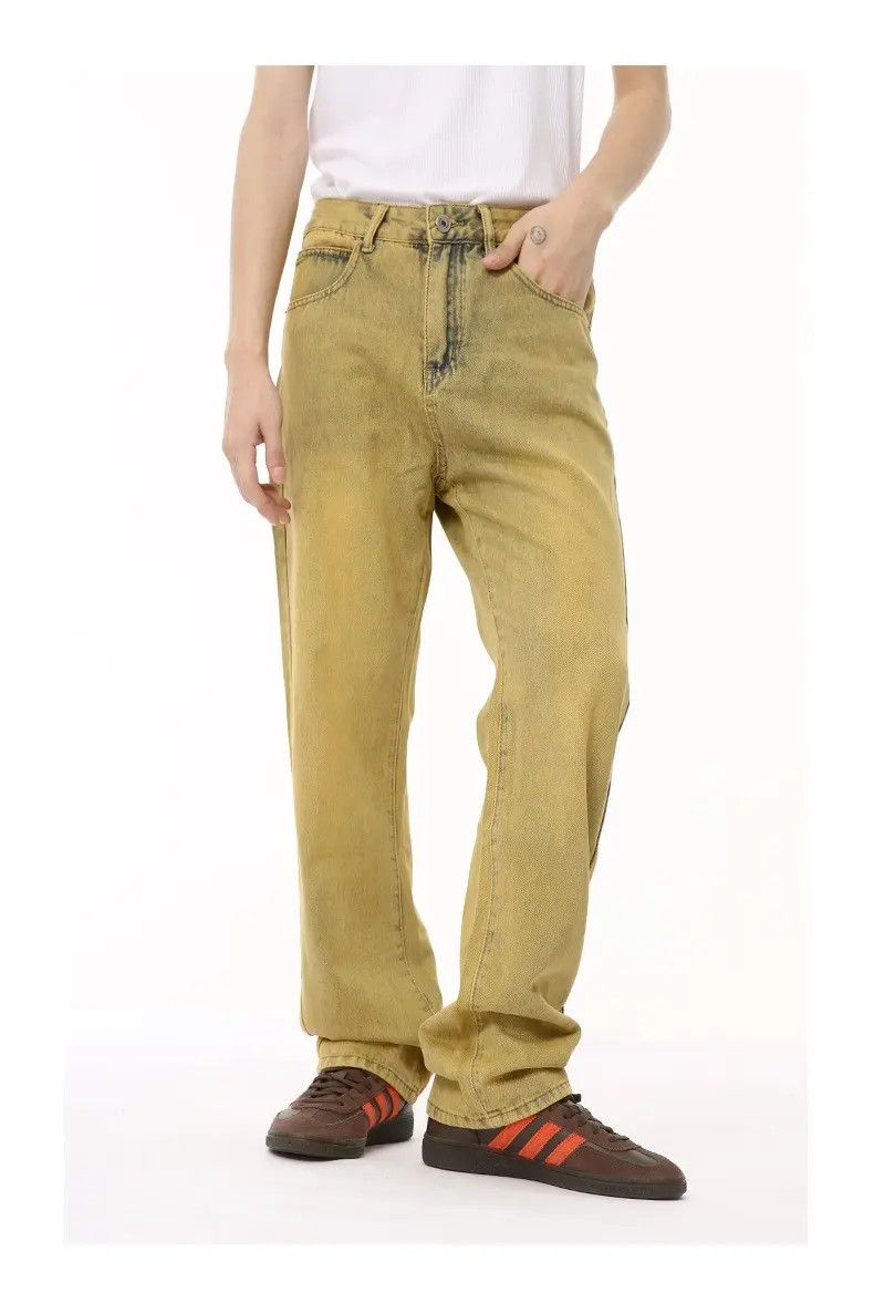 Japanese Brand × Jean Yellow Wide Leg Denim Jeans Size US 30 / EU 46 - 4 Thumbnail