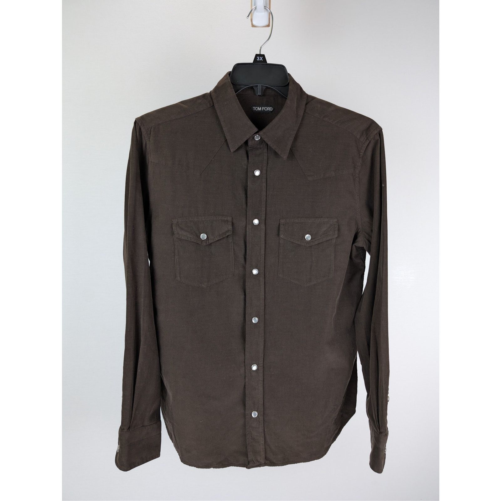 Tom Ford o1rshd1 CC20 Button up Shirt in Dark Brown Size US S / EU 44-46 / 1 - 2 Thumbnail