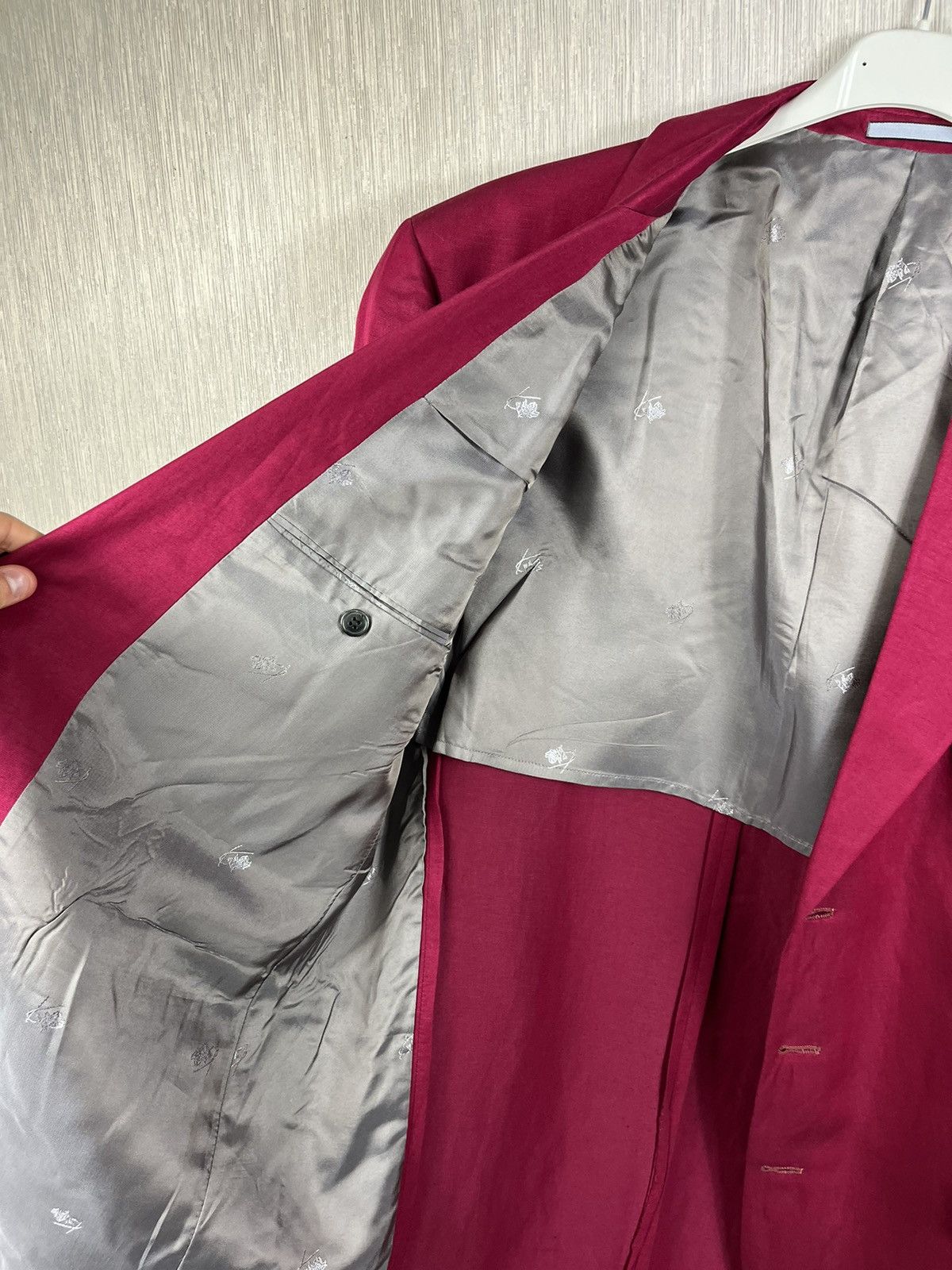 Designer × Kenzo × Vintage Kenzo homme fuchsia silk linen vintage 90s blazer jacket y2k Size US XXL / EU 58 / 5 - 15 Thumbnail