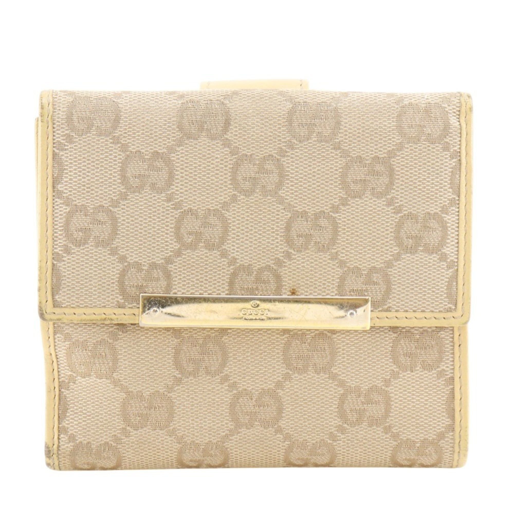 Gucci Gucci Bi-fold Wallet 112664 GG Canvas Beige Snap Button Women's Size ONE SIZE - 1 Thumbnail