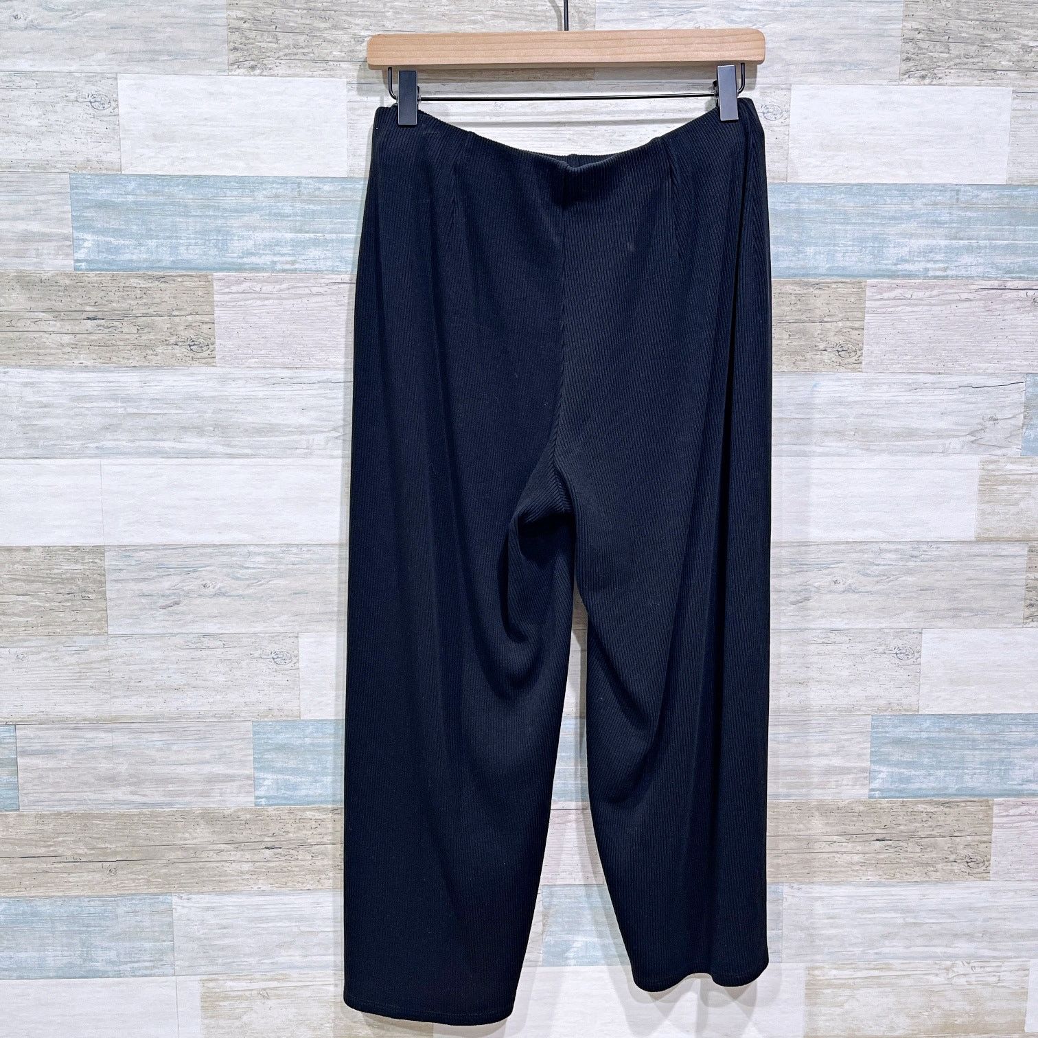 Eileen Fisher Eileen Fisher Wide Leg Cropped Ribbed Knit Pants Black S Size 28" / US 6 / IT 42 - 3 Thumbnail