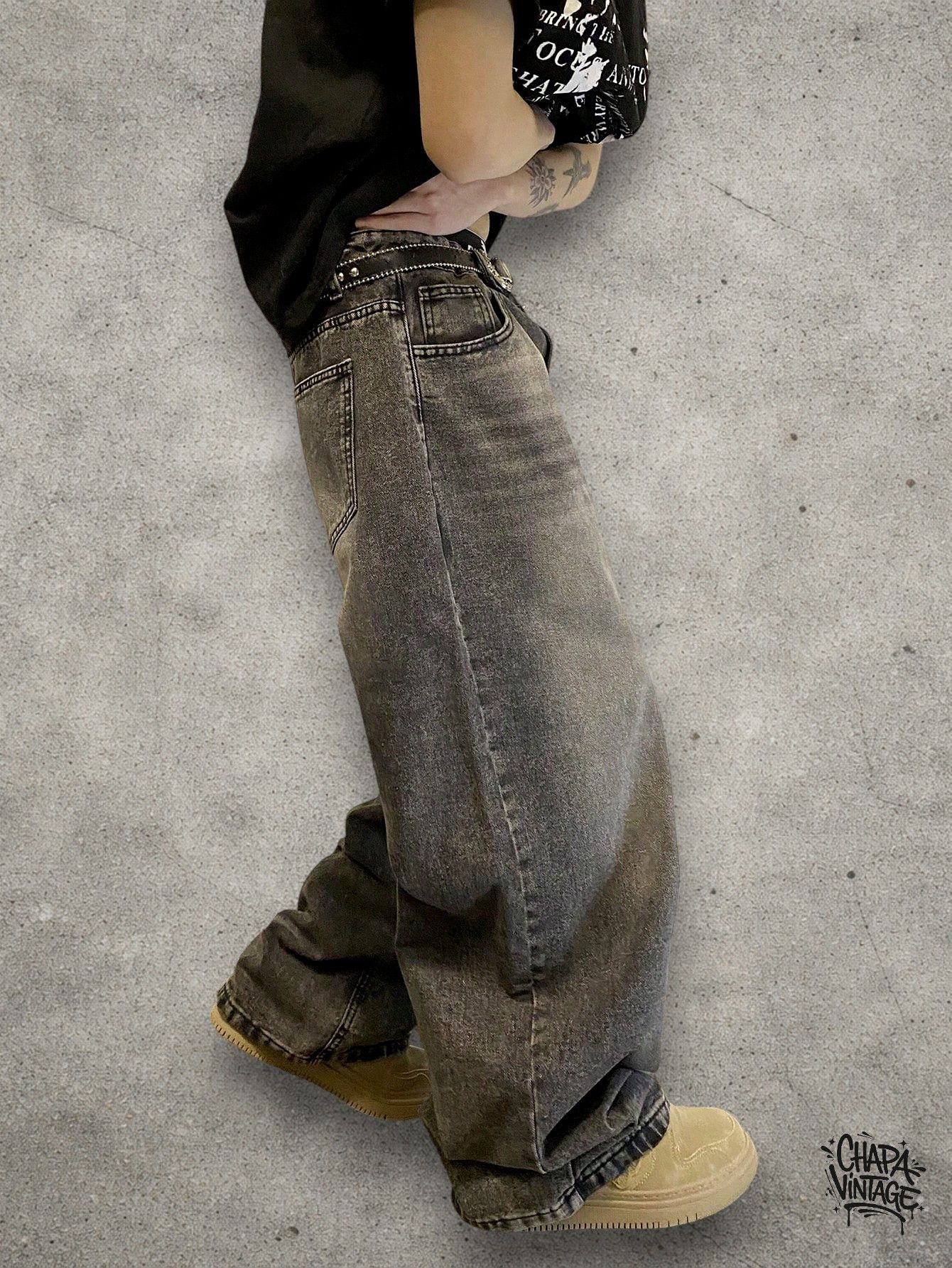 Vintage Baggy washed gray jeans Size US 32 / EU 48 - 4 Thumbnail