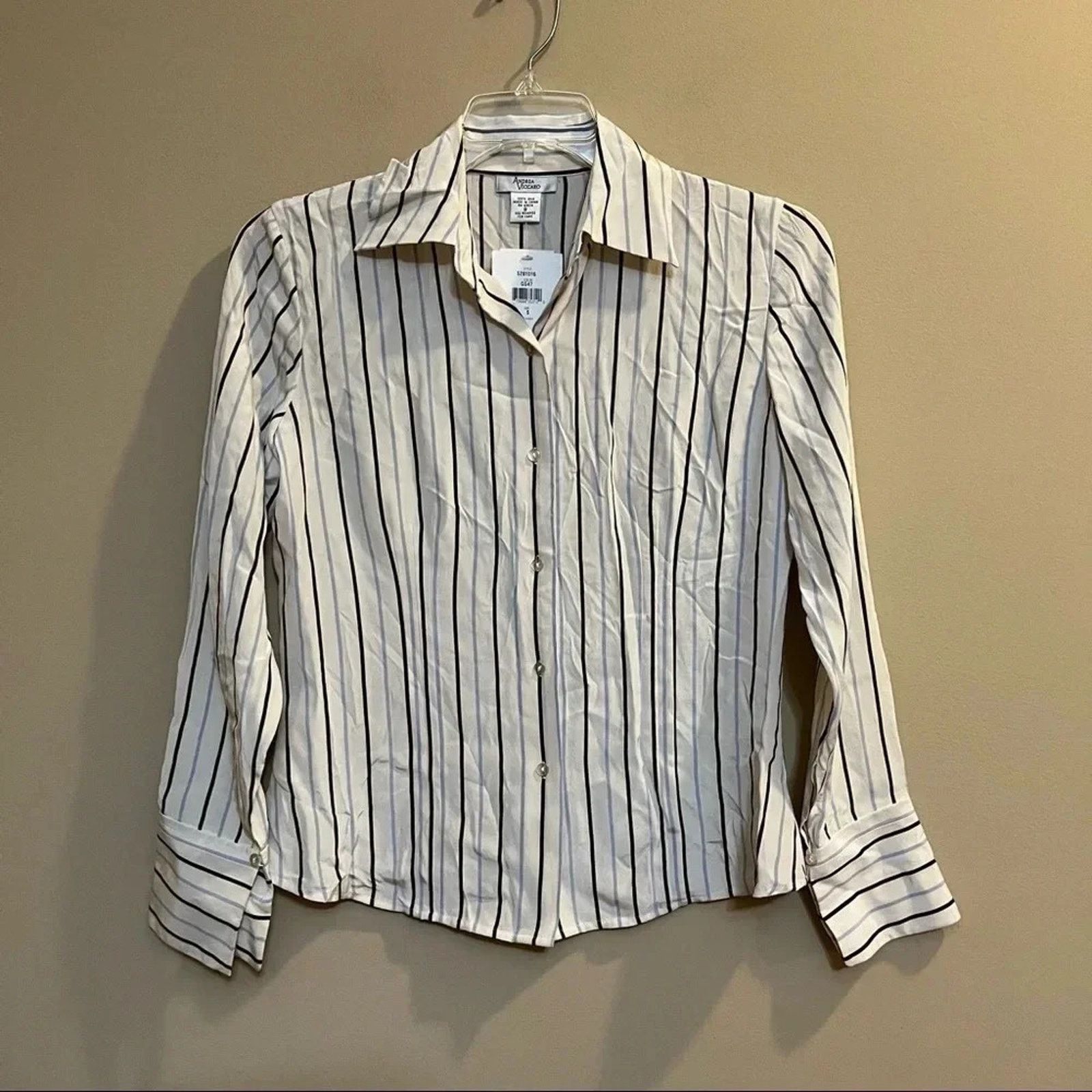 Other Andrea Viccaro NWT Women Small 100% Silk Button Front Shirt Size S / US 4 / IT 40 - 1 Thumbnail