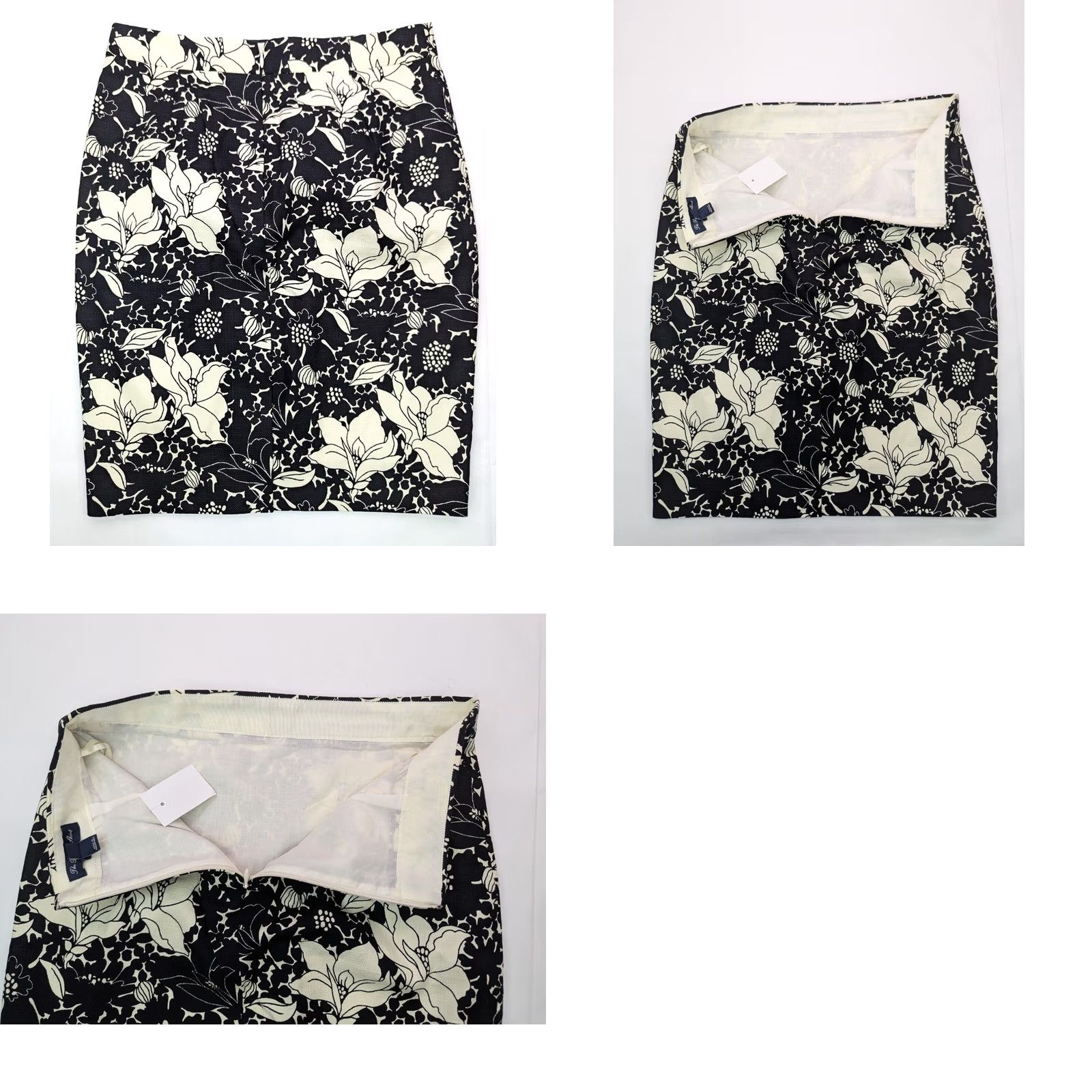 J.Crew VINTAGE J.CREW The Pencil Skirt Women 00 Floral White Cotton B8203 (Rearranged) Size 24" / US 00 / IT 34 - 9 Thumbnail