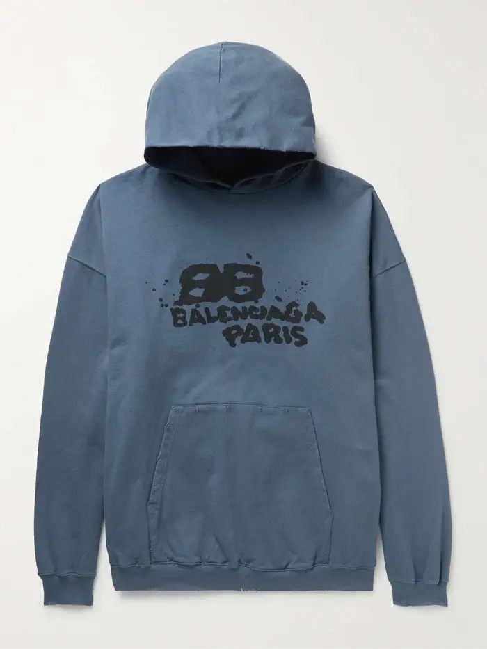 Balenciaga o1la1rc1a0226 Hand-Drawn BB Icon Hoodie Large Fit In Blue Size US XXS / EU 40 - 1 Thumbnail