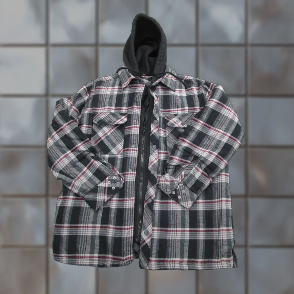 Vintage Jesse Pinkman Flannel Shirt Jacket Mens M Black Gray Hooded Quilted Lined Size US M / EU 48-50 / 2 - 1 Thumbnail