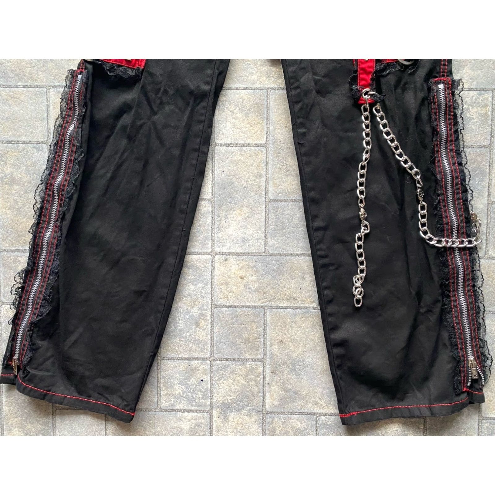 Tripp NYC VINTAGE Tripp NYC Pants WOMENS 27/5 Midnight Black Lace Chains Studded Zip Up Leg Wideners For Boots Womens Mens? Size 27" / US 4 / IT 40 - 2 Thumbnail
