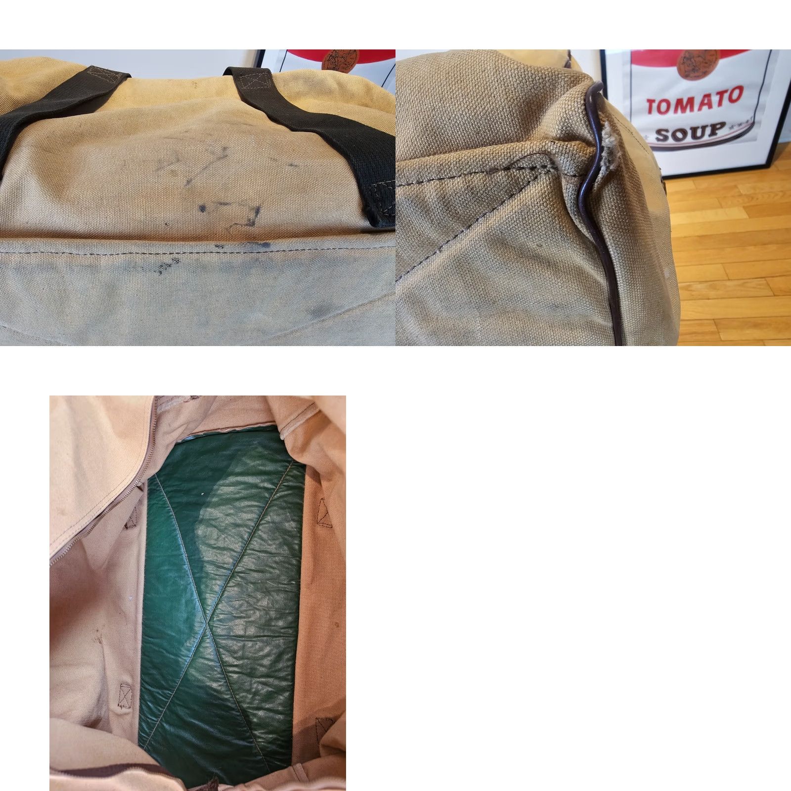 Vintage VINTAGE UNBRANDED CANVAS DUFFLE BAG SZ 24 INCH X 13 INCH X 12 INCH Duffle Men Brown Bag Size ONE SIZE - 10 Thumbnail