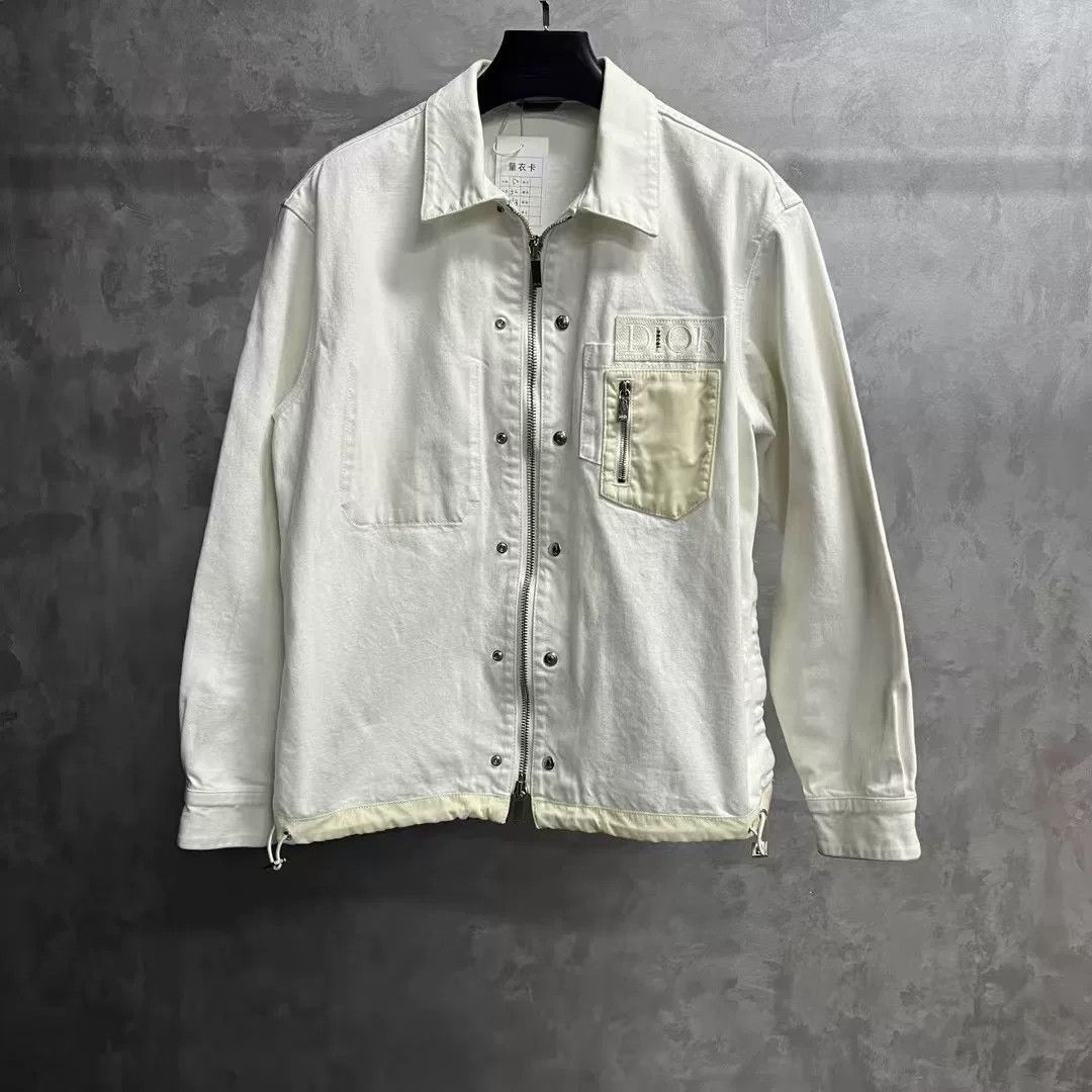 Dior Dior White Denim Zip-Up Jacket Size US L / EU 52-54 / 3 - 1 Thumbnail