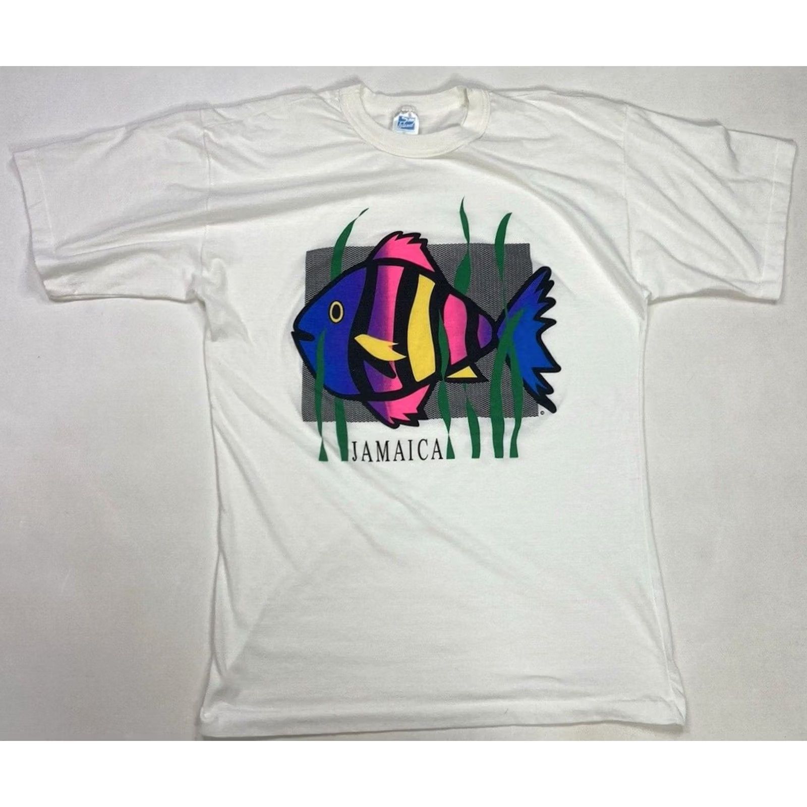 Vintage VINTAGE Jamaica Fish Graphic Sun Island T-Shirt Men Medium White 90s Single Stitch Shirt Mens Size US M / EU 48-50 / 2 - 2 Thumbnail
