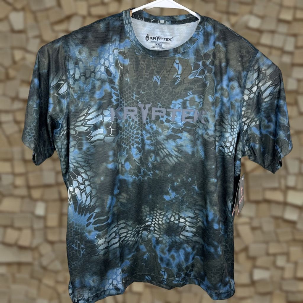 Kryptek Hyperion T-Shirt Crew Neck Short Sleeve Outdoor Fisherman Mens 2XL Multicolor Logo All Seasons