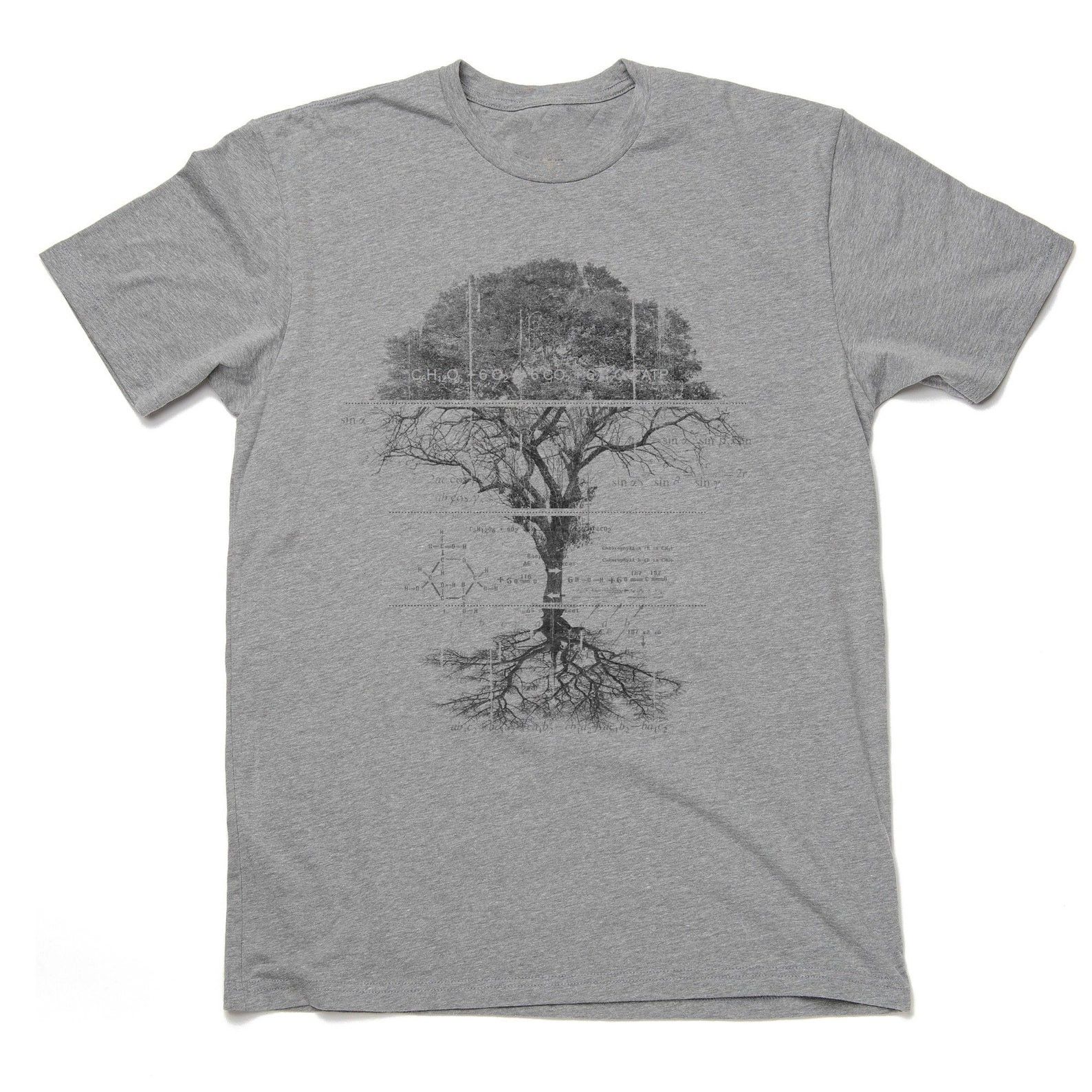 Designer × Vintage Heather Gray Tree Diagram T-Shirt | Nature Graphic Tee Size US L / EU 52-54 / 3 - 3 Thumbnail