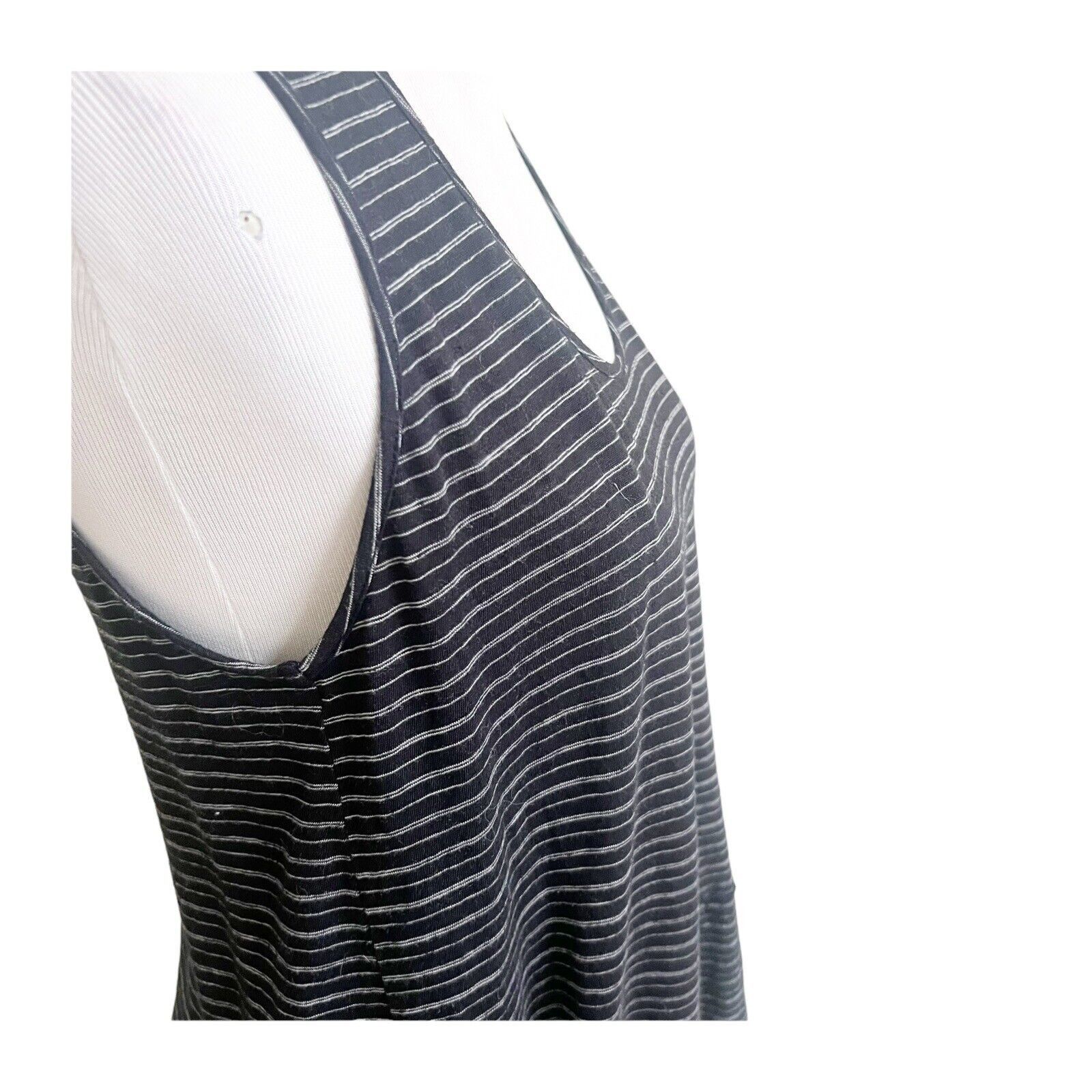Michael Stars Michael Star Striped Peplum Tank OS Black White Linen Blend Size ONE SIZE - 4 Thumbnail