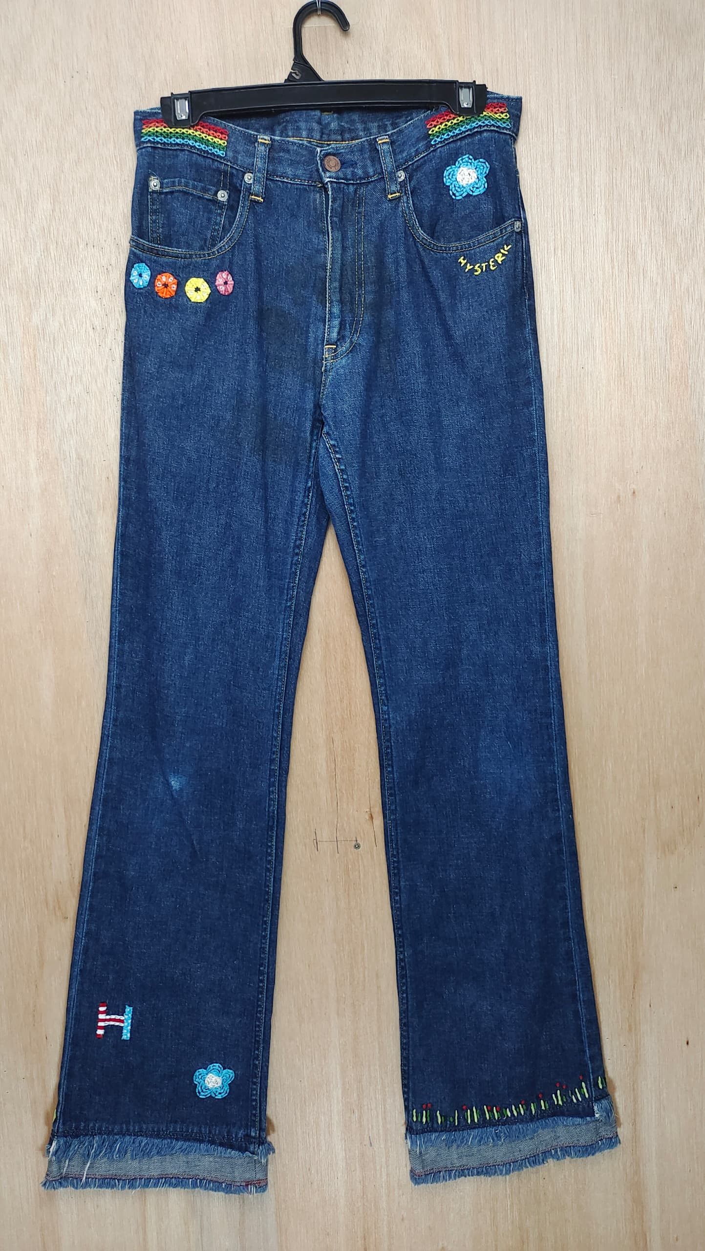 Hysteric Glamour × If Six Was Nine × Le Grande Bleu (L.G.B.) HYSTERIC GLAMOUR HIPPIE HANDSTITCH BLUE DENIM FLARE JEANS Size 30" / US 8 / IT 44 - 1 Thumbnail