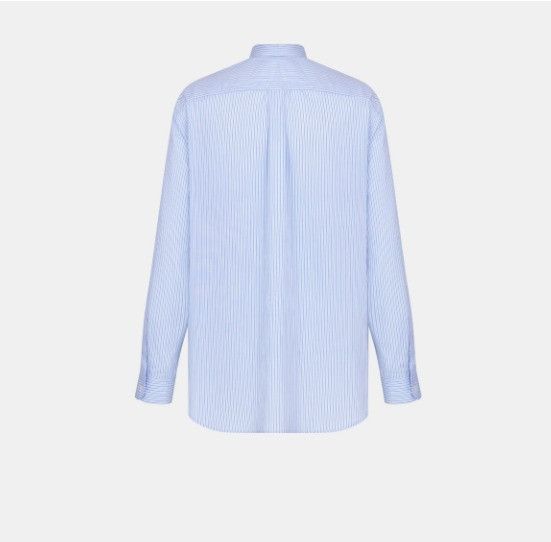 Dior o1w1db11224 Striped Cotton Poplin Shirt in Blue Size US L / EU 52-54 / 3 - 2 Thumbnail