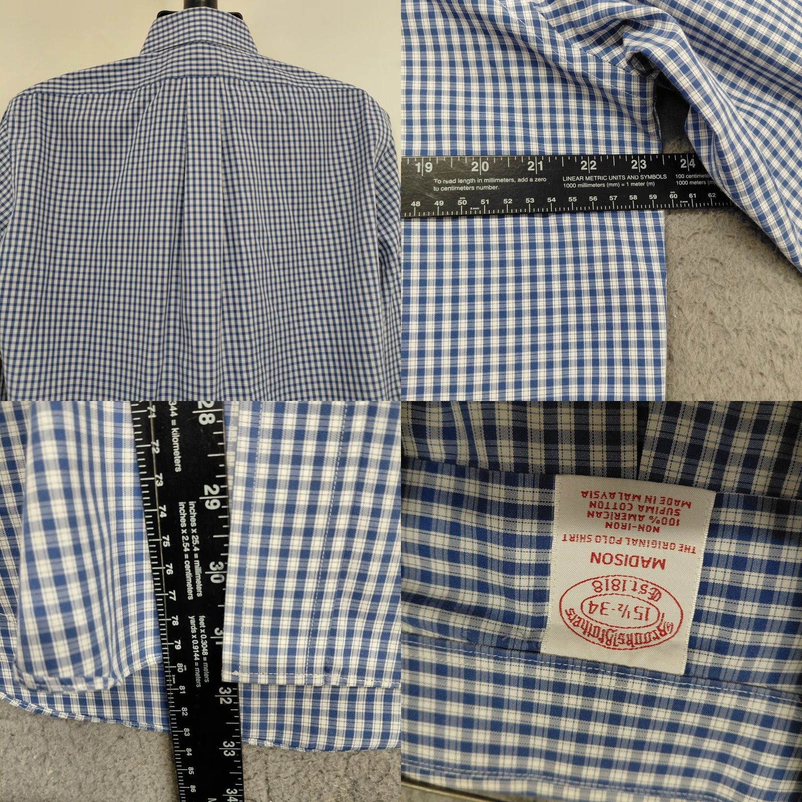 Brooks Brothers Brooks Brothers Madison Shirt Mens 15.5 34 Medium Blue Non Iron Button-Down Size US L / EU 52-54 / 3 - 8 Thumbnail