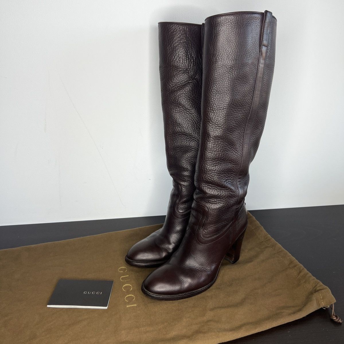 Gucci Gucci Knee Boots Hills High Brown Leather Shoes Size US 6 / IT 36 - 1 Thumbnail
