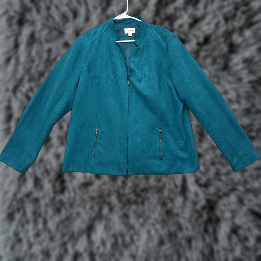 Vintage Studio Works Jacket Womens 18 Faux Suede Full Zip Lined Pockets Classic Size XXL / US 16-18 / IT 52-54 - 1 Thumbnail