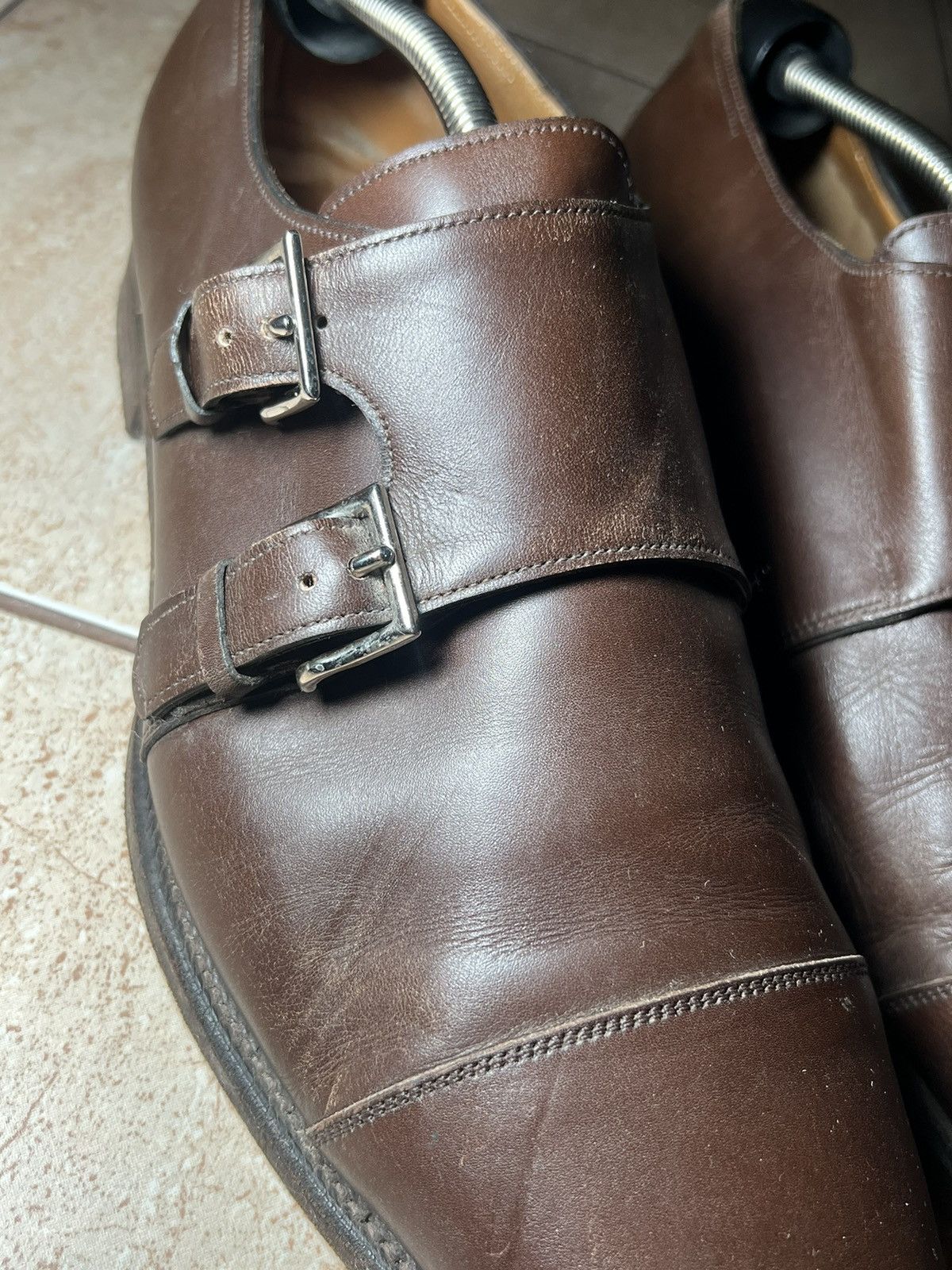 John Lobb Vintage JOHN LOBB William Brown Double Leather Monk Straps Size US 11 / EU 44 - 8 Thumbnail