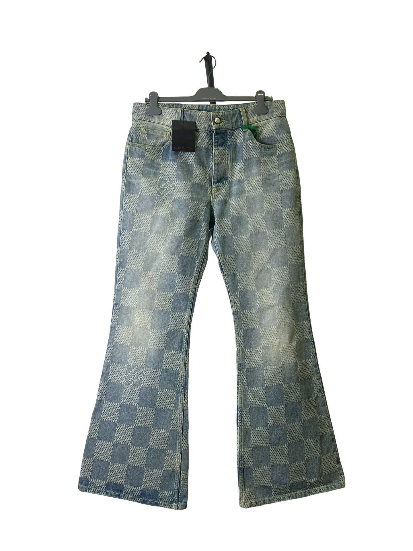 Louis Vuitton Louis Vuitton Damier Pattern Denim Jeans 33 Size US 33 - 1 Thumbnail