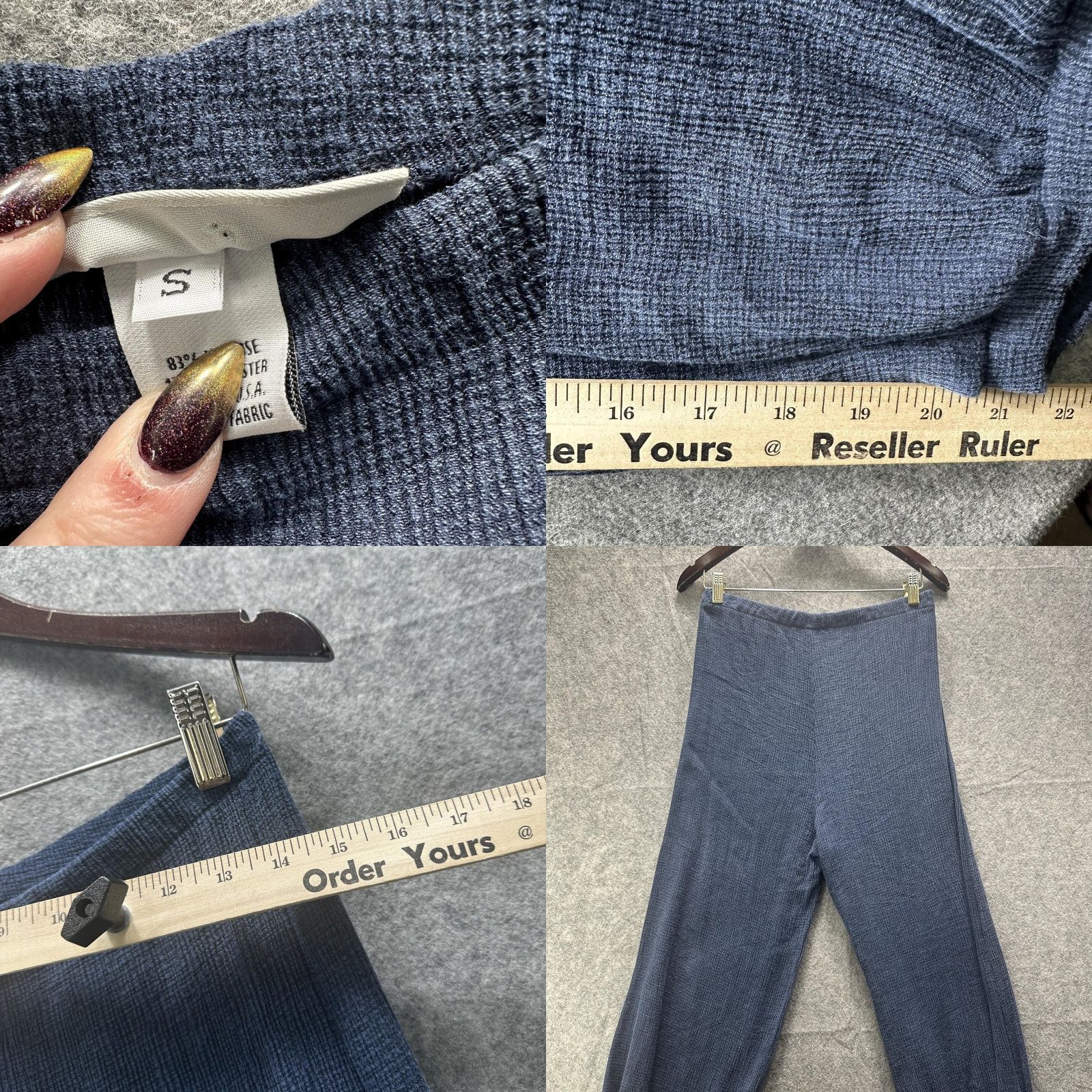 Vintage Bryn Walker Pants Womens Small Blue Textured Knit Jogger Cuffed Pull On USA Size 28" / US 6 / IT 42 - 9 Thumbnail