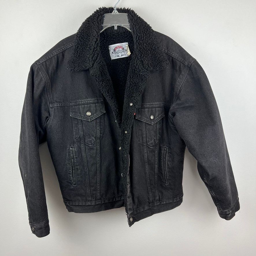 Levi's Levi's Authentic Sherpa Trucker Black Denim Jacket Size L Size US L / EU 52-54 / 3 - 3 Thumbnail