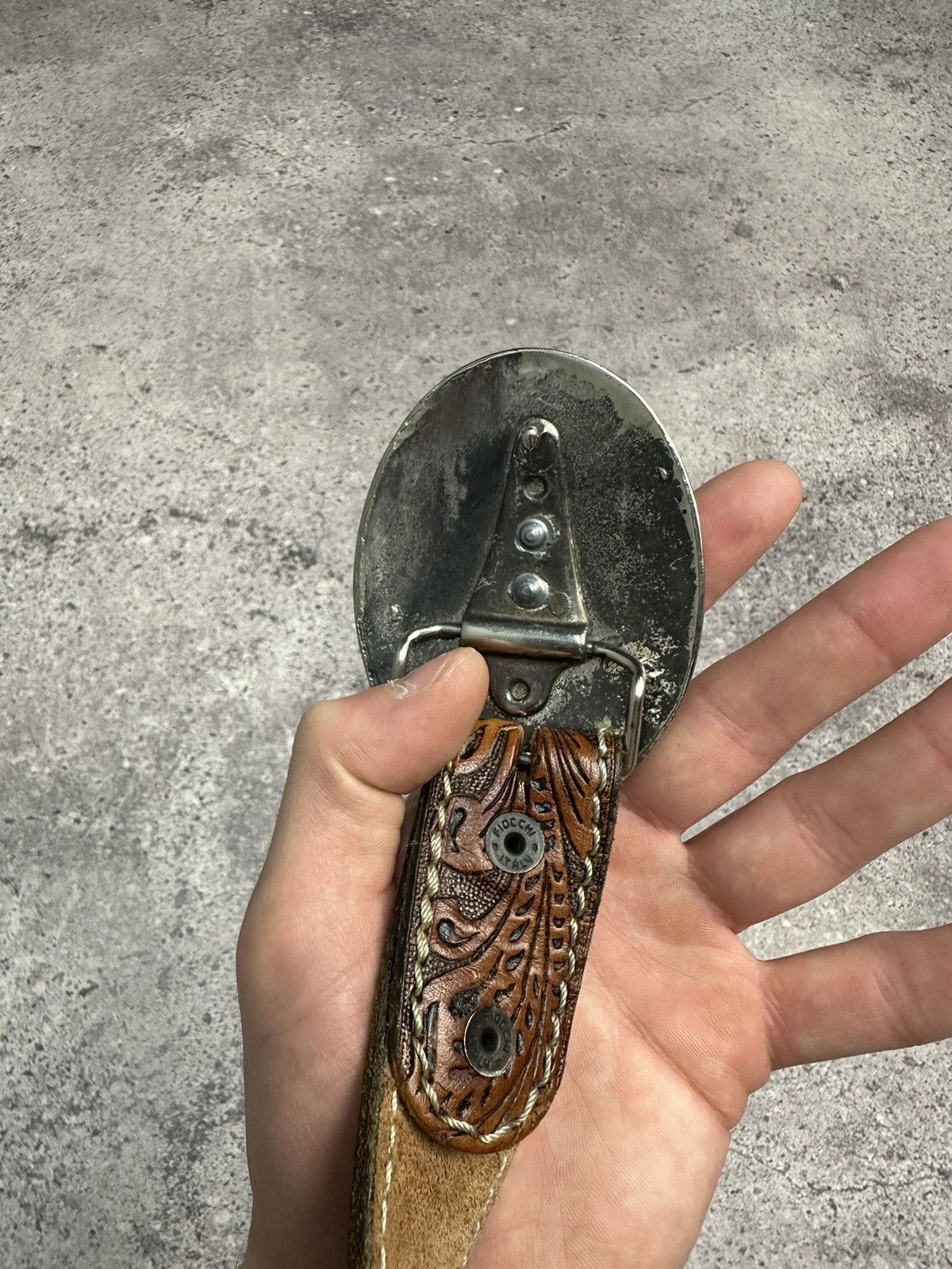 Hysteric Glamour × Leather × Vintage Vintage Leather Belt Y2K Rhinestones Punk Western Metal Size 34 - 9 Thumbnail