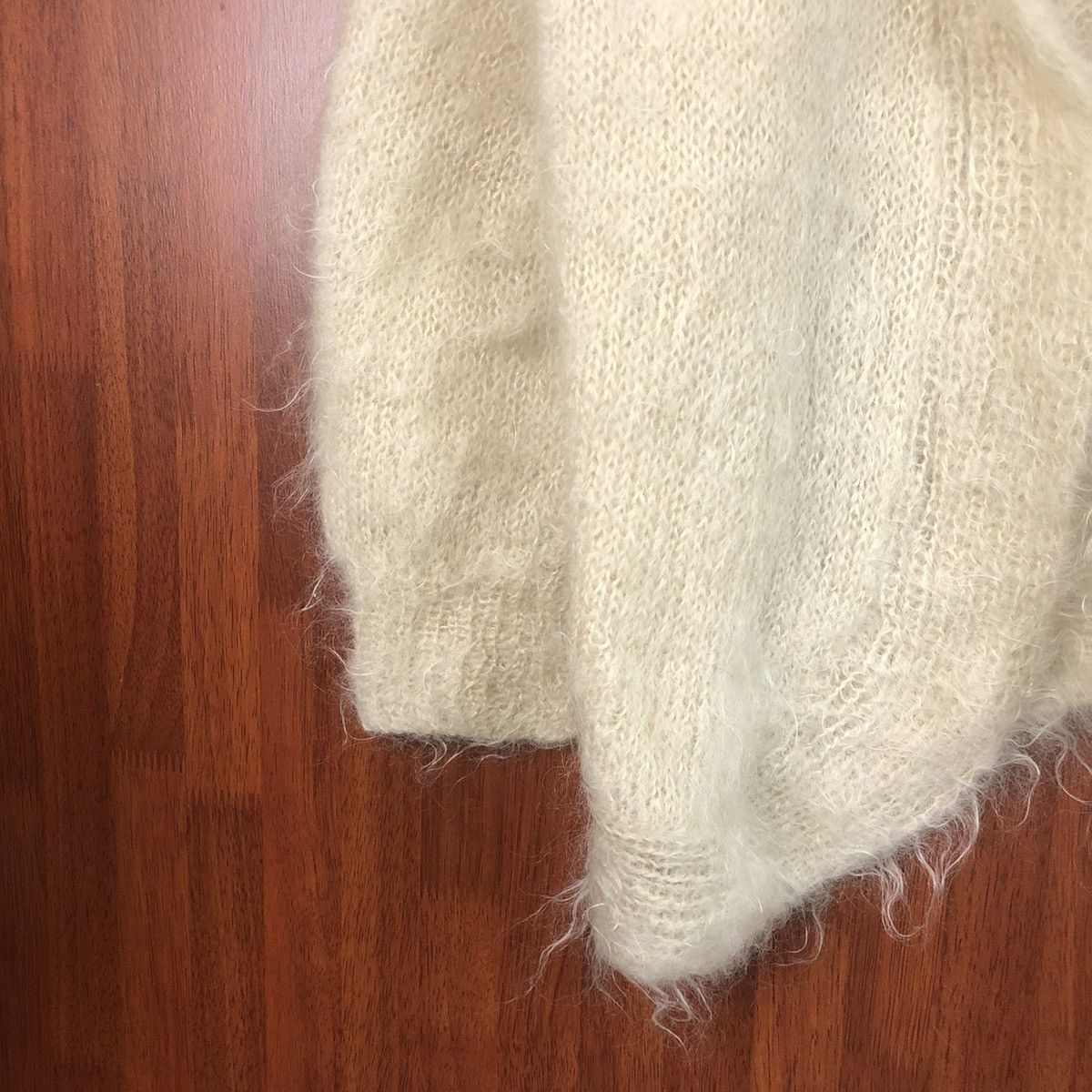 Homespun Knitwear Japan vintage mohair knitwear White cream Cardigan #7494 Size US XL / EU 56 / 4 - 7 Thumbnail
