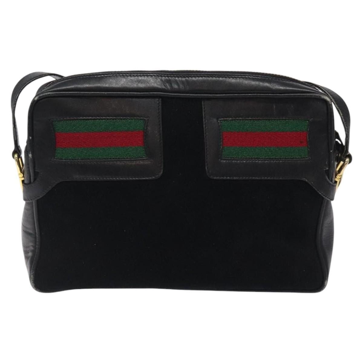 Gucci GUCCI Web Sherry Line Shoulder Bag Suede Black Gold Red Size ONE SIZE - 3 Thumbnail