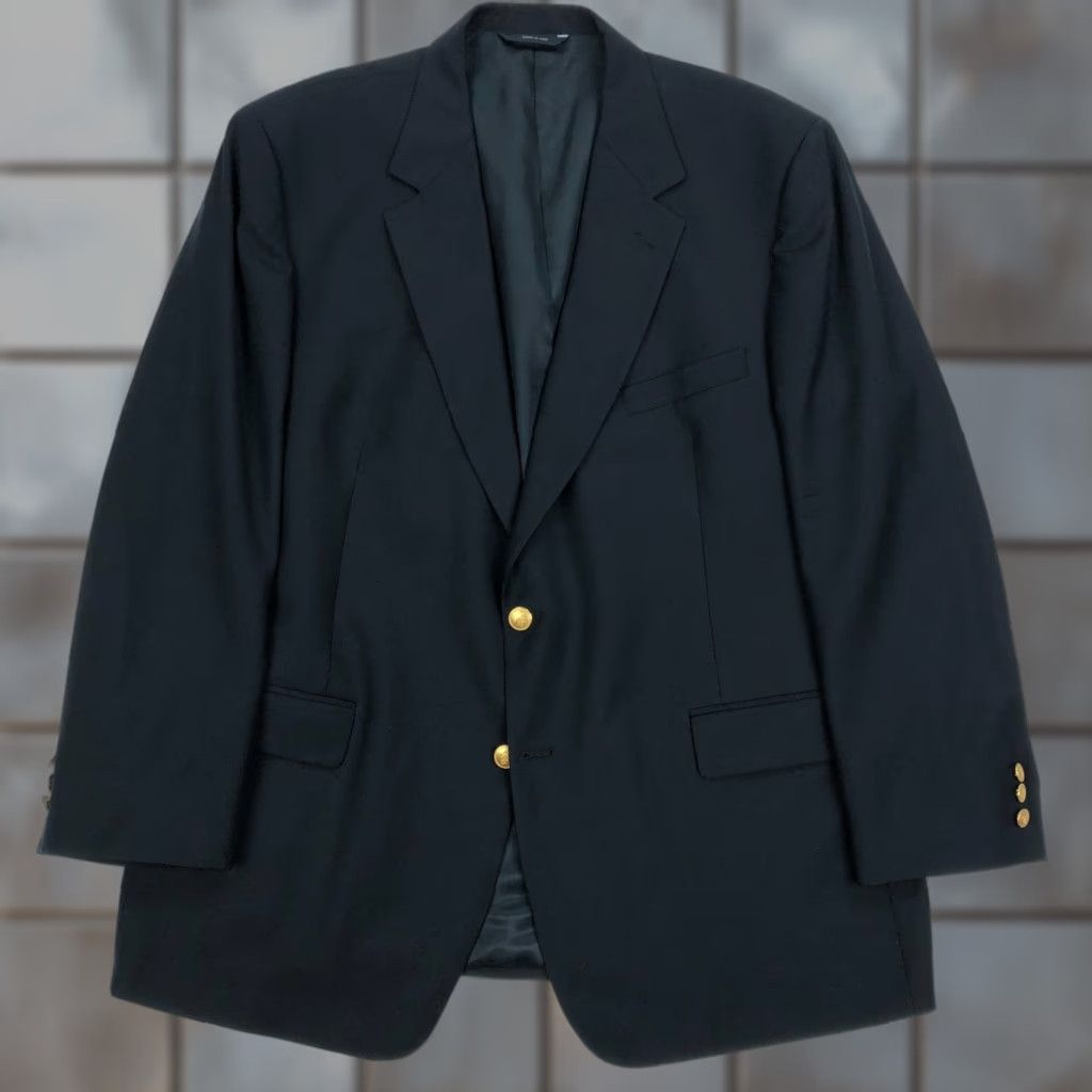 Brooks Brothers Brooks Brothers Blazer 48R Wool Navy Blue Gold Button Jacket Coat Solid Notch Lapel Regular Fit Mens Jacket Size 48R - 1 Thumbnail