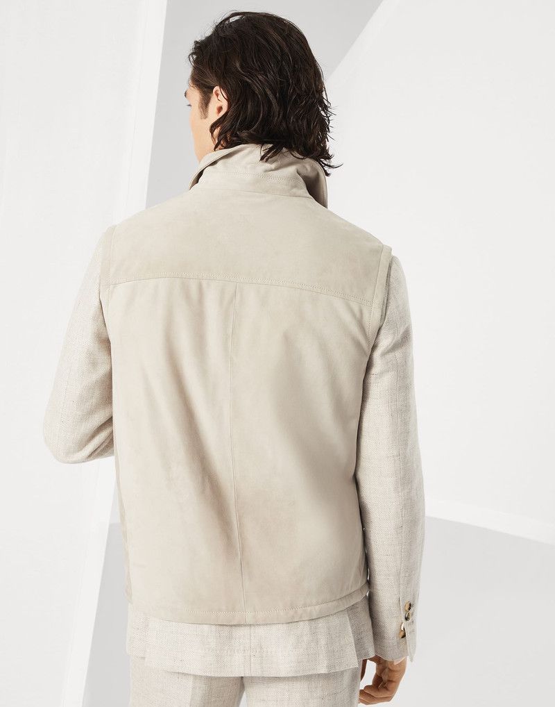 Brunello Cucinelli o1la1rc1a0326 Suede Vest in Beige Size US L / EU 52-54 / 3 - 2 Thumbnail