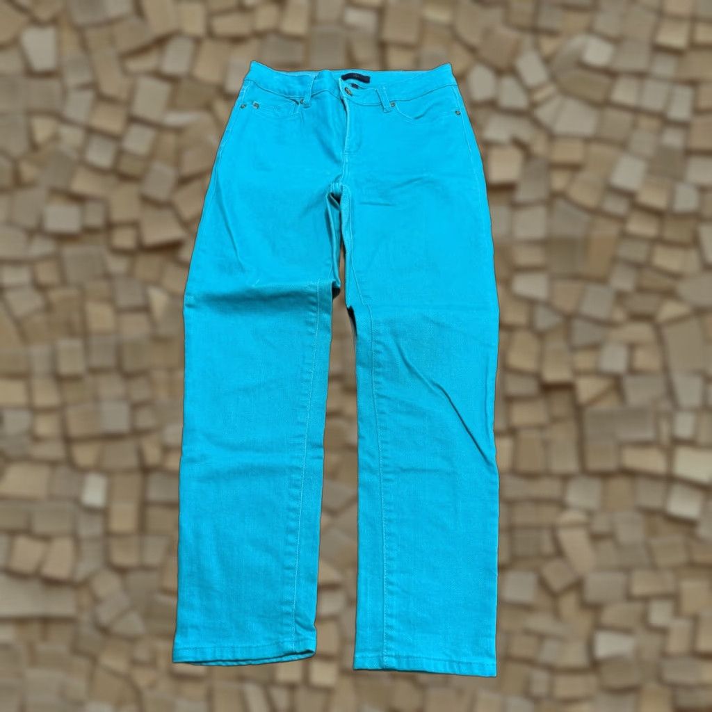 Nydj Jeans Women's Size 2 Blue Skinny Jeans Mid Rise Stretch Casual Regular 5-Pocket Denim Trouser Womens
