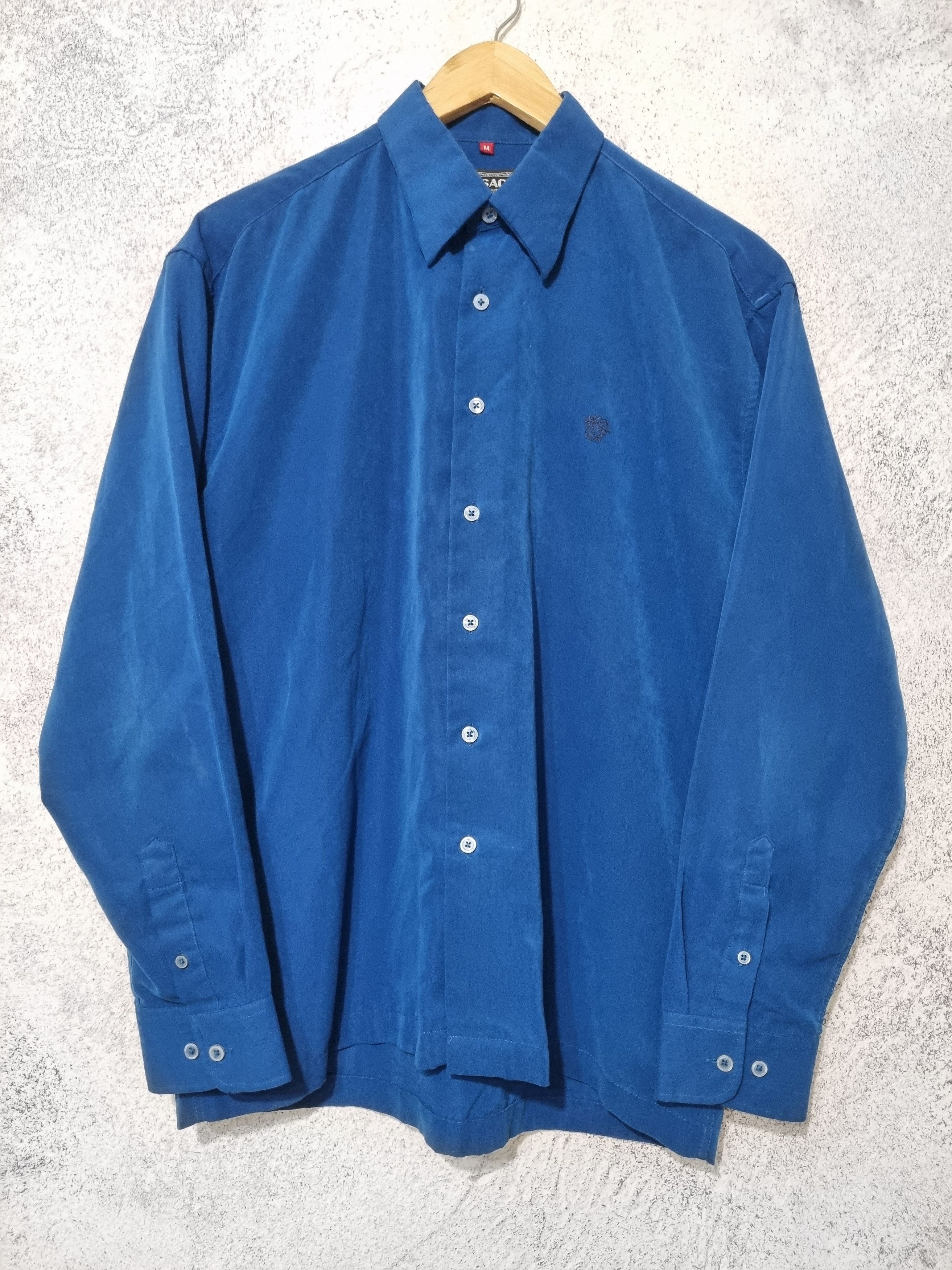 Versace Jeans Couture Versace Jeans Couture Vintage 90s Ocean Blue Button Shirt Size US M / EU 48-50 / 2 - 1 Thumbnail