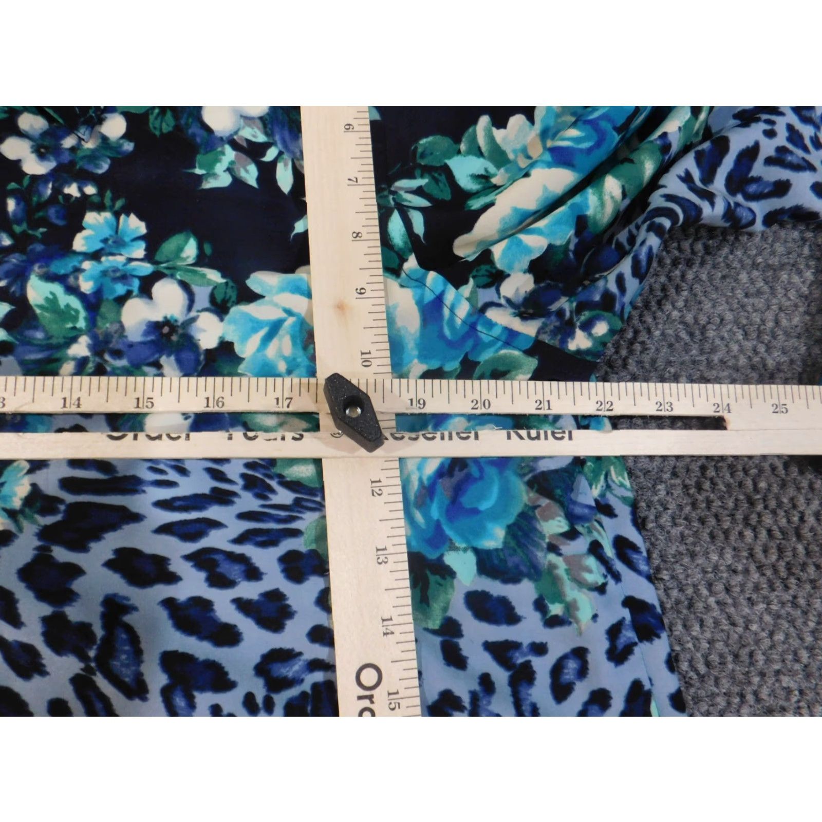 Vintage Susan Graver Button-Up Floral Blue Shirt Womens L Knit Polyester Casual Spring Summer Size L / US 10 / IT 46 - 7 Thumbnail