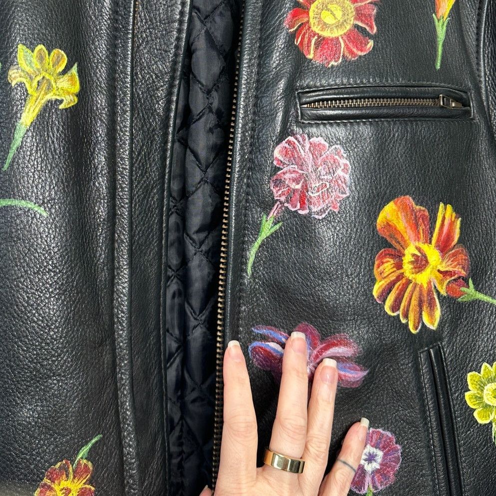 Libertine Libertine Hand-Painted Floral Skull Black Leather Jacket M Size M / US 6-8 / IT 42-44 - 14 Thumbnail