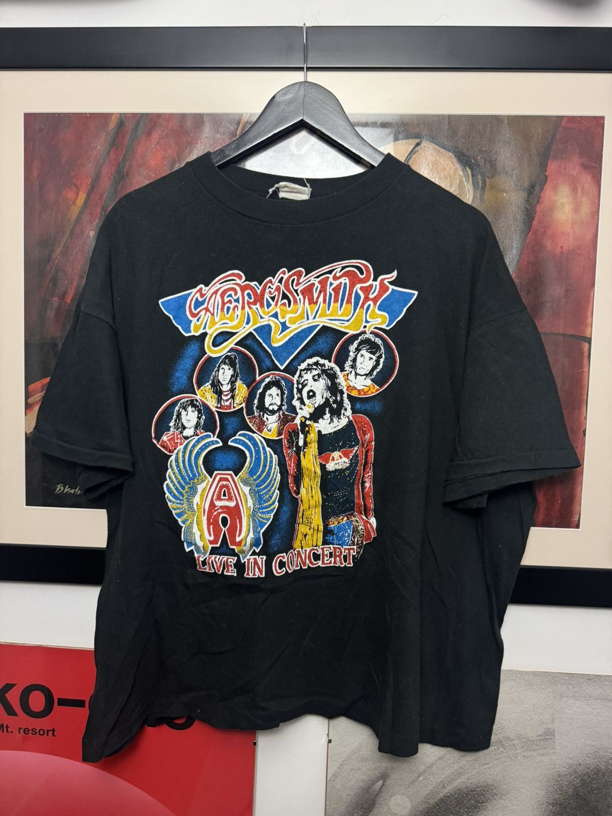 Aerosmith Vintage 80s Aerosmith Rock Band Tee Live In Concert Print Size US L / EU 52-54 / 3 - 1 Thumbnail