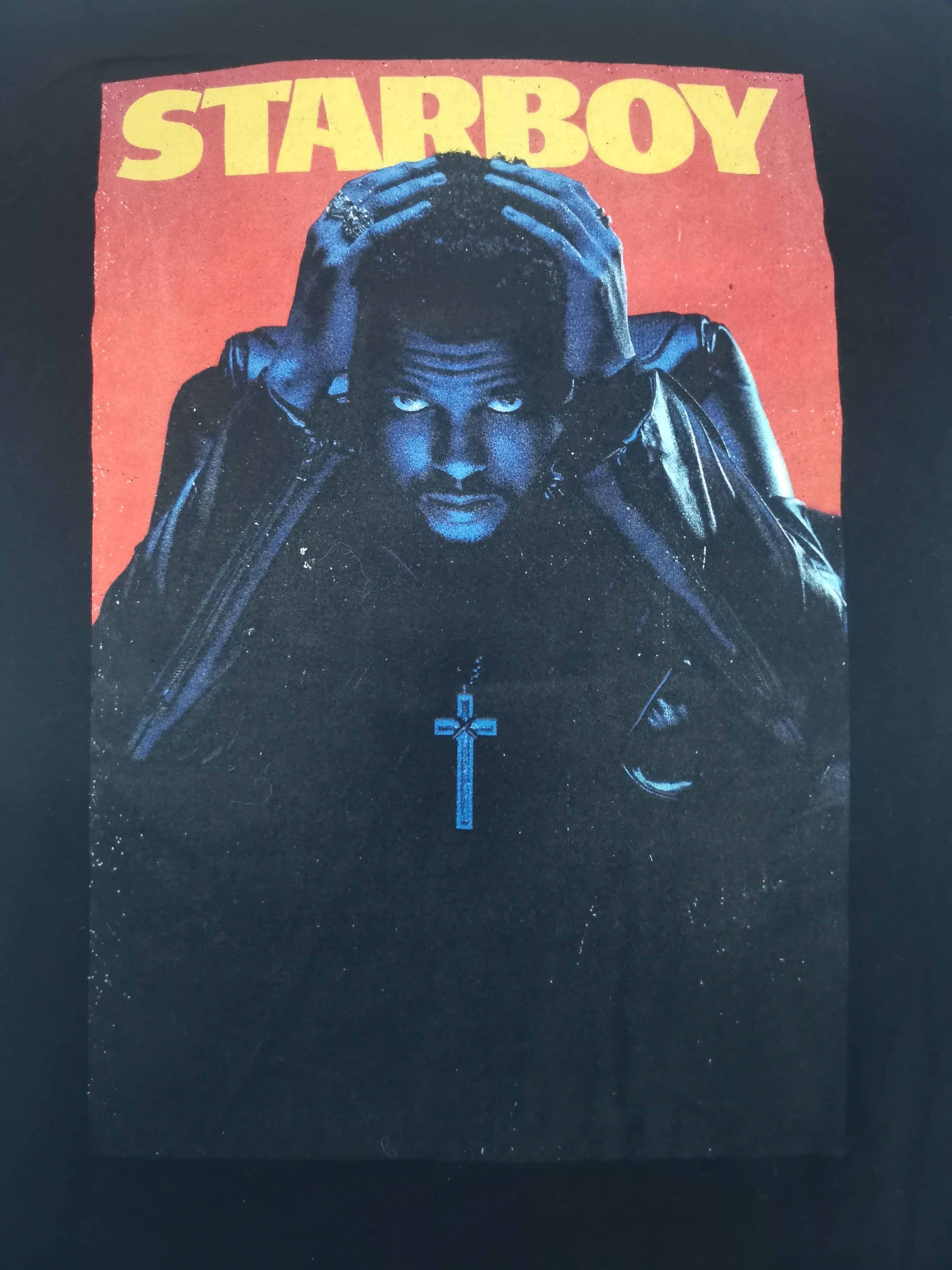 image of The Weeknd Xo Starboy Big Logo Tee Album Cover Graphic in Black, Men's (Size Medium)