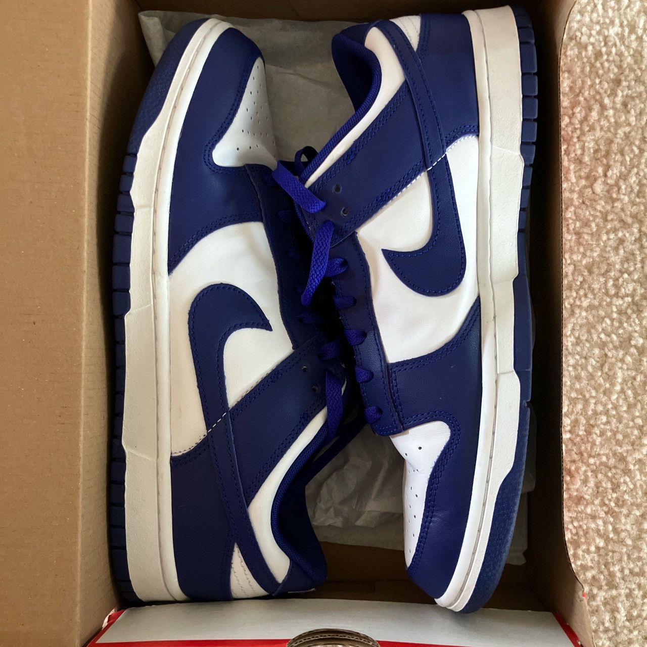 Nike Nike Dunk Low Retro White/Concord/University Red Size US 12 / EU 45 - 7 Thumbnail