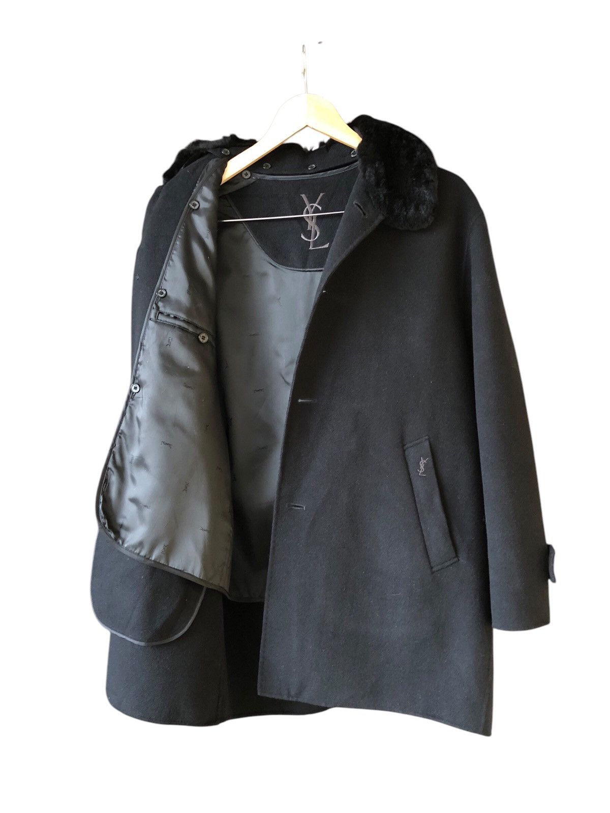 Yves Saint Laurent 🔥Yves Saint Laurent Pour Homme Wool Button Coat Fur Collar Size US M / EU 48-50 / 2 - 3 Thumbnail