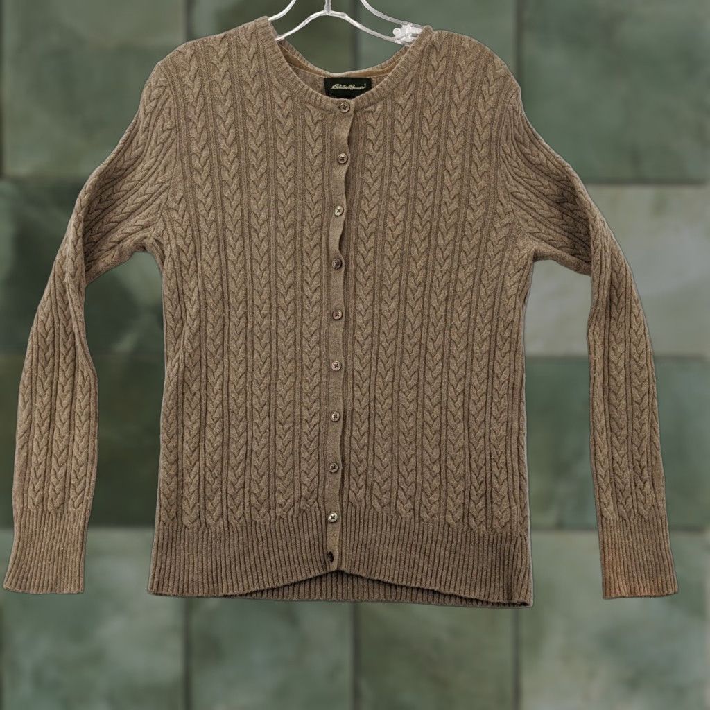 Eddie Bauer VINTAGE Eddie Bauer Sweater Cardigan Womens Small Brown Cable Knit Button Up 5% Cashmere Size M / US 6-8 / IT 42-44 - 1 Thumbnail