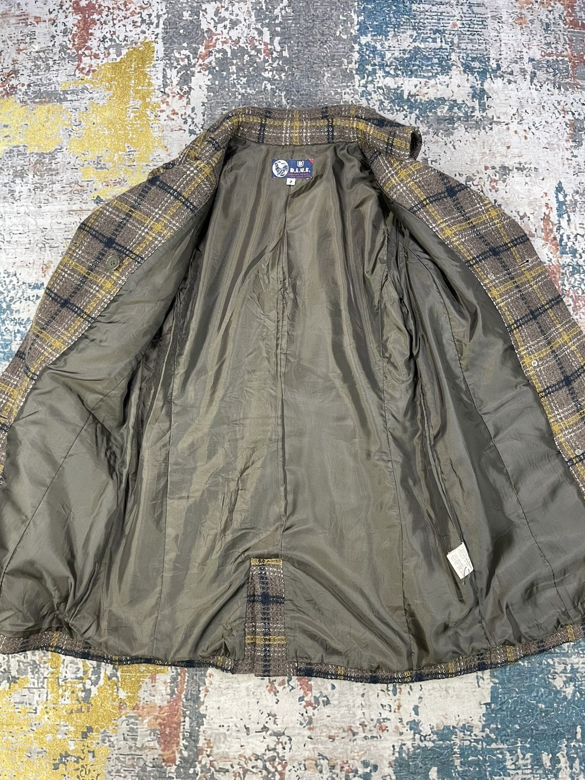 Blue Blue Japan B.L.U.E Checkered Plaid Double Breasted Coat Size XS / US 0-2 / IT 36-38 - 8 Thumbnail
