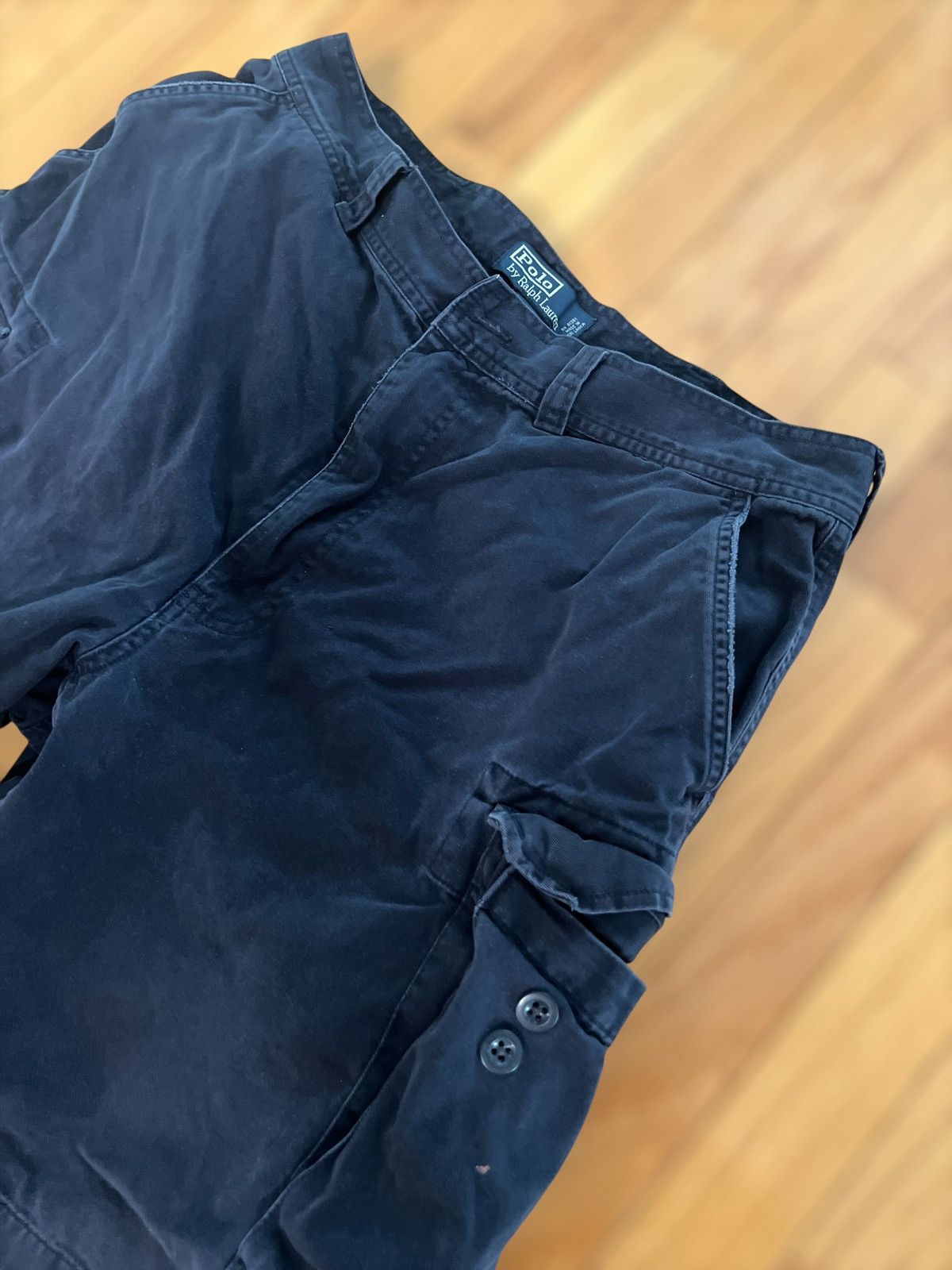 Polo Ralph Lauren VTG Polo Ralph Lauren Baggy Y2K Navy Military Cargo Shorts Size US 35 - 1 Thumbnail