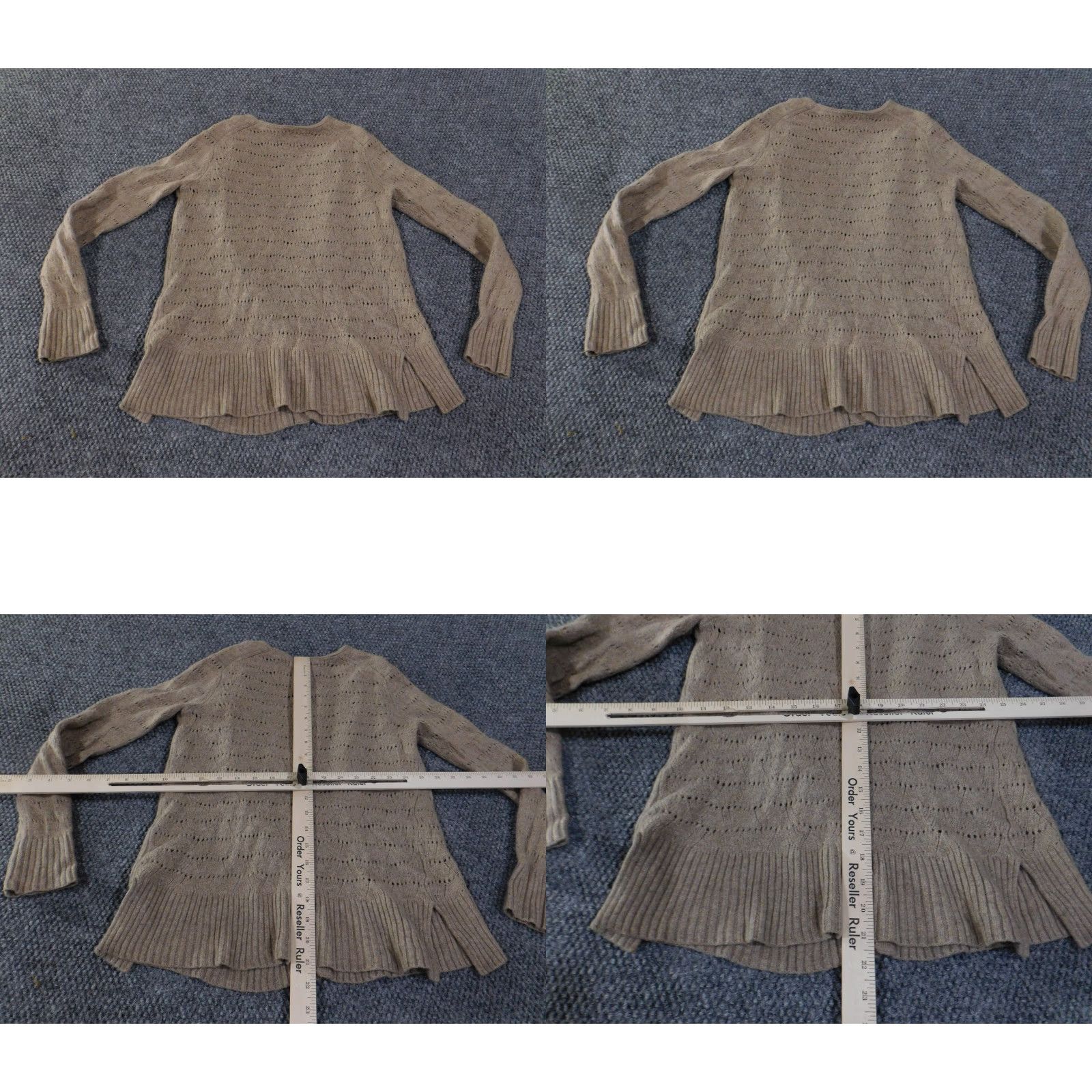 Loft LOFT Cardigan Women Regular Size S Beige Open Knit Lightweight Wool Knit Pattern V-Neck Casual Modern Designer Mens? No. Size S / US 4 / IT 40 - 8 Thumbnail
