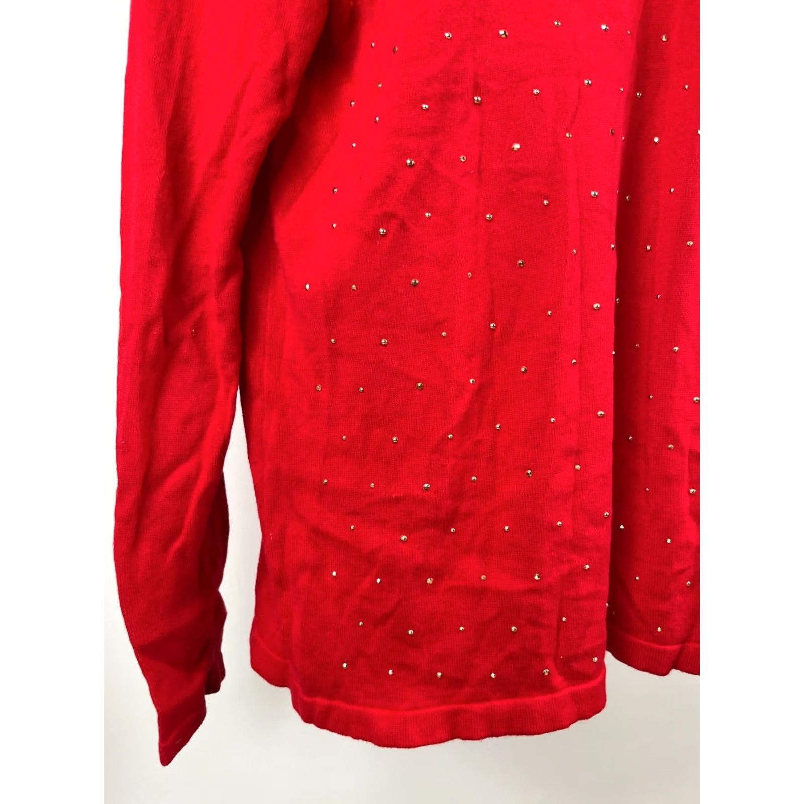 Tommy Hilfiger Tommy Hilfiger Sweater Womens XL Red V Neck Long Sleeve Studded Cotton Knit Size XL / US 12-14 / IT 48-50 - 4 Thumbnail
