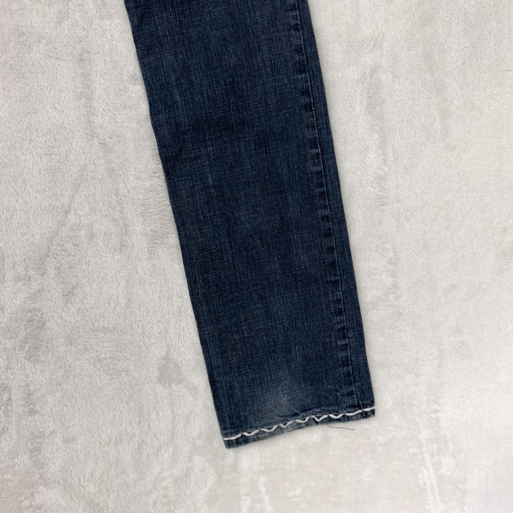 Vintage Laguna Beach Jeans Pants Womens 28x34 Low Rise Straight Rhinestone Cross Denim Blue 5-Pocket Distressed Mojave Style Mens Womens Size 29" - 4 Thumbnail