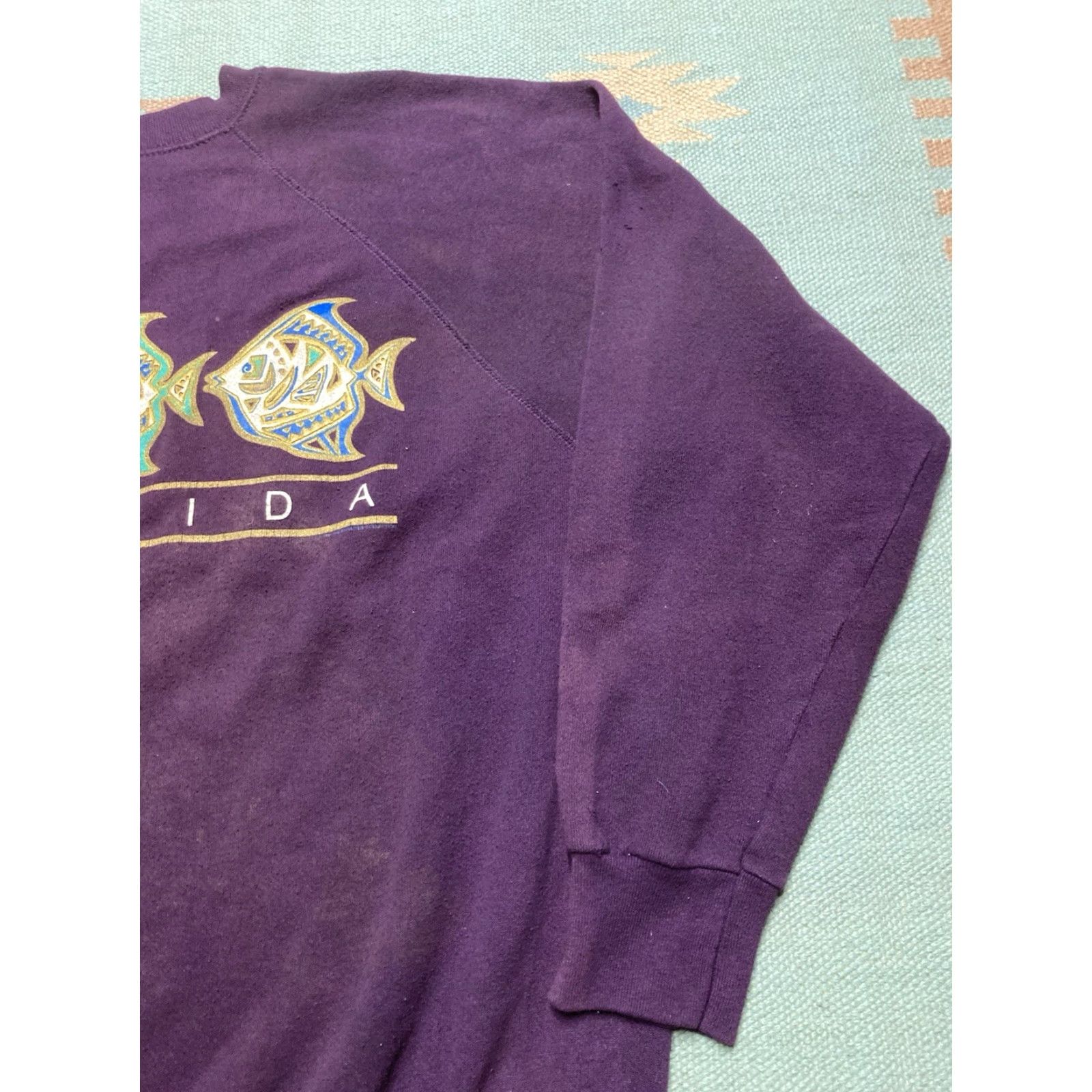 Vintage VINTAGE Florida fish aztec purple USA adult Large crewneck sweatshirt Shirt Mens History? Size US L / EU 52-54 / 3 - 4 Thumbnail
