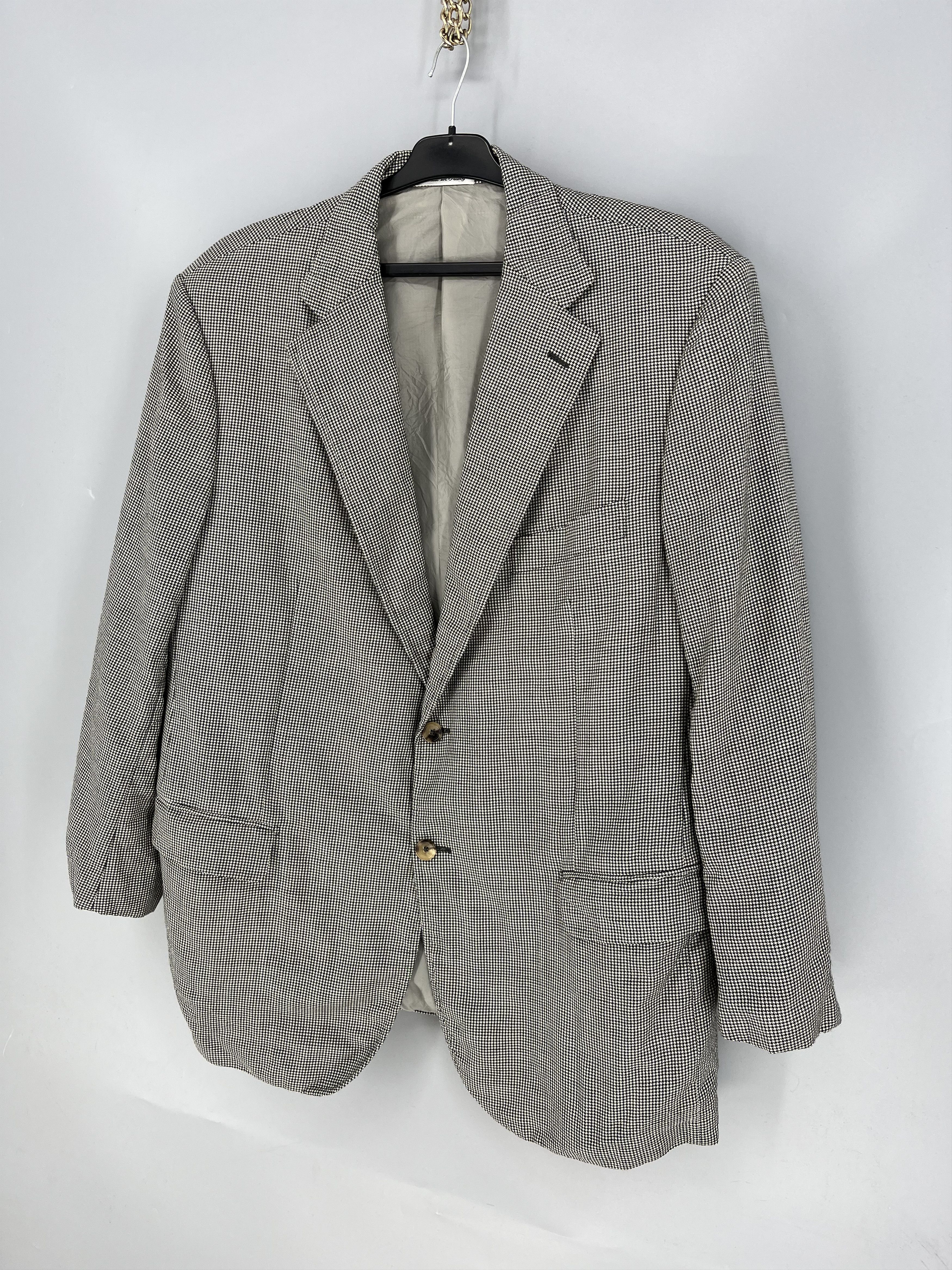 Pal Zileri PAL ZILERI Blazer Jacket Grey Houndstooth Wool 3 Button Size 52R - 3 Thumbnail