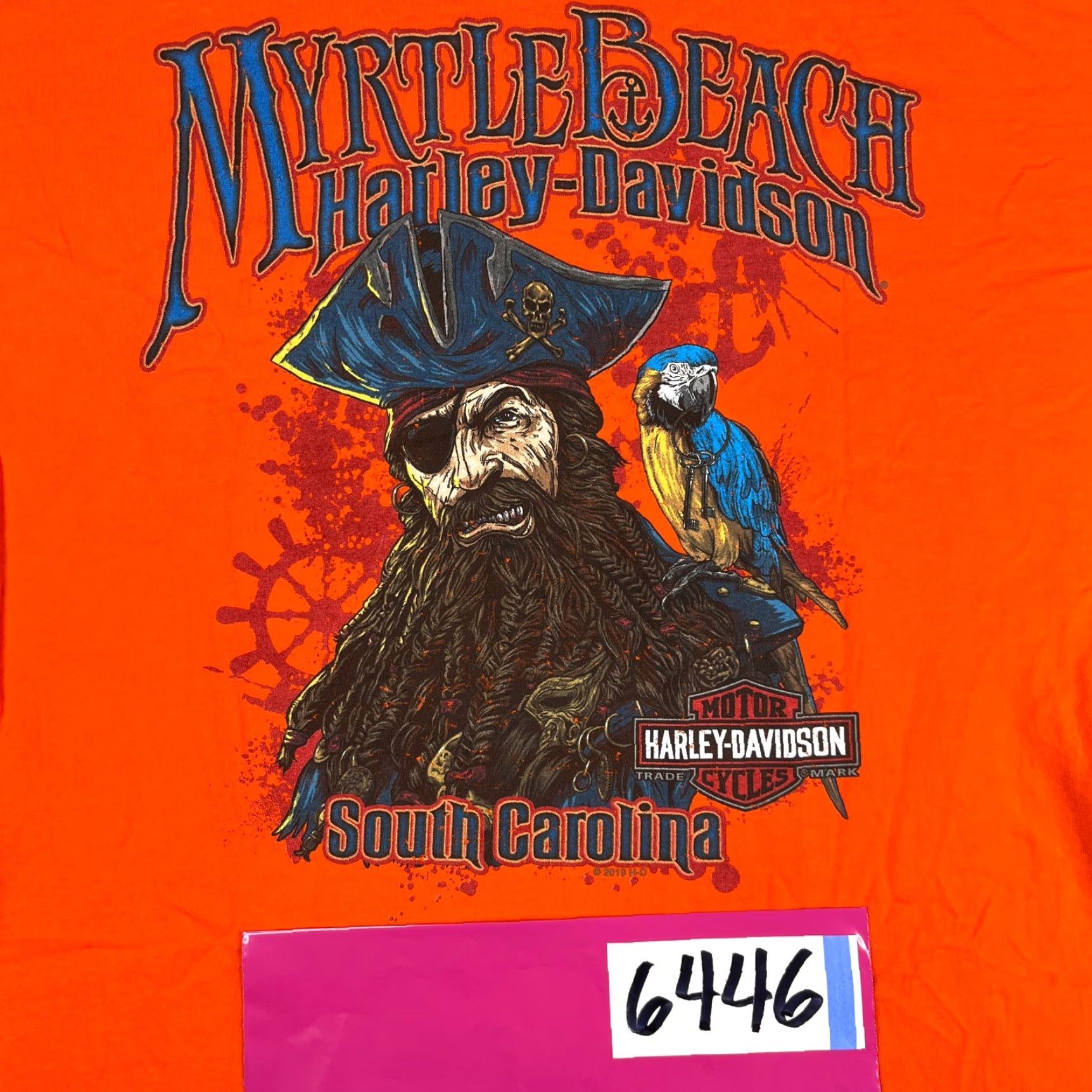 Harley Davidson Harley-Davidson Myrtle Beach Graphic Print T Shirt XL Orange Biker Men Shirt Short Sleeve Crew Neck Graphic Print Double-Sided T-Shirt Size US XL / EU 56 / 4 - 6 Thumbnail